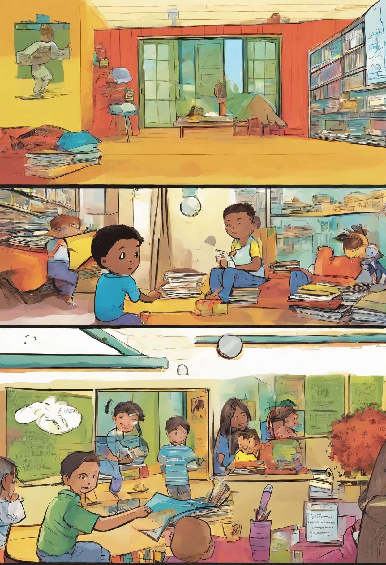 Create a comic book about a ’s right to study