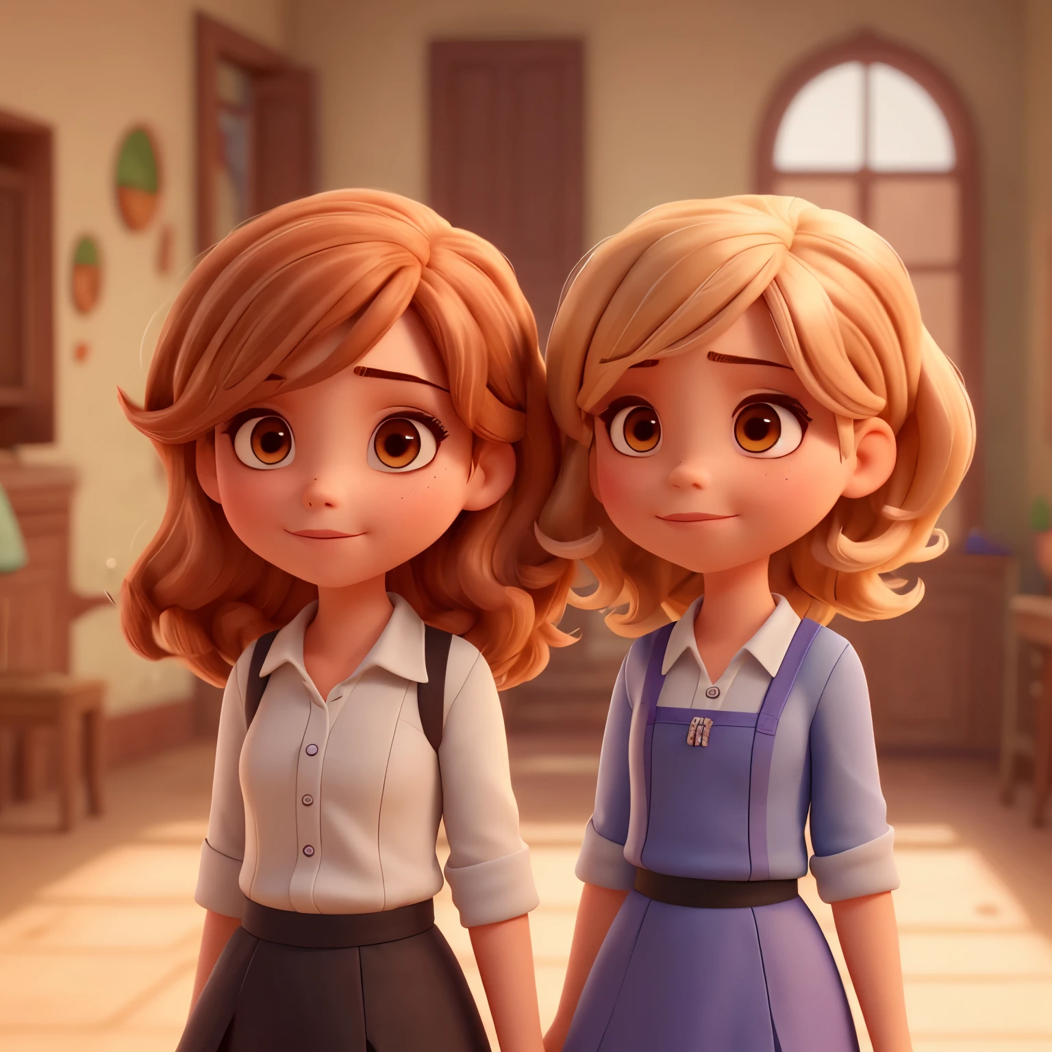 Dos chicas, una de cabello corto y otra de cabello hasta los hombros