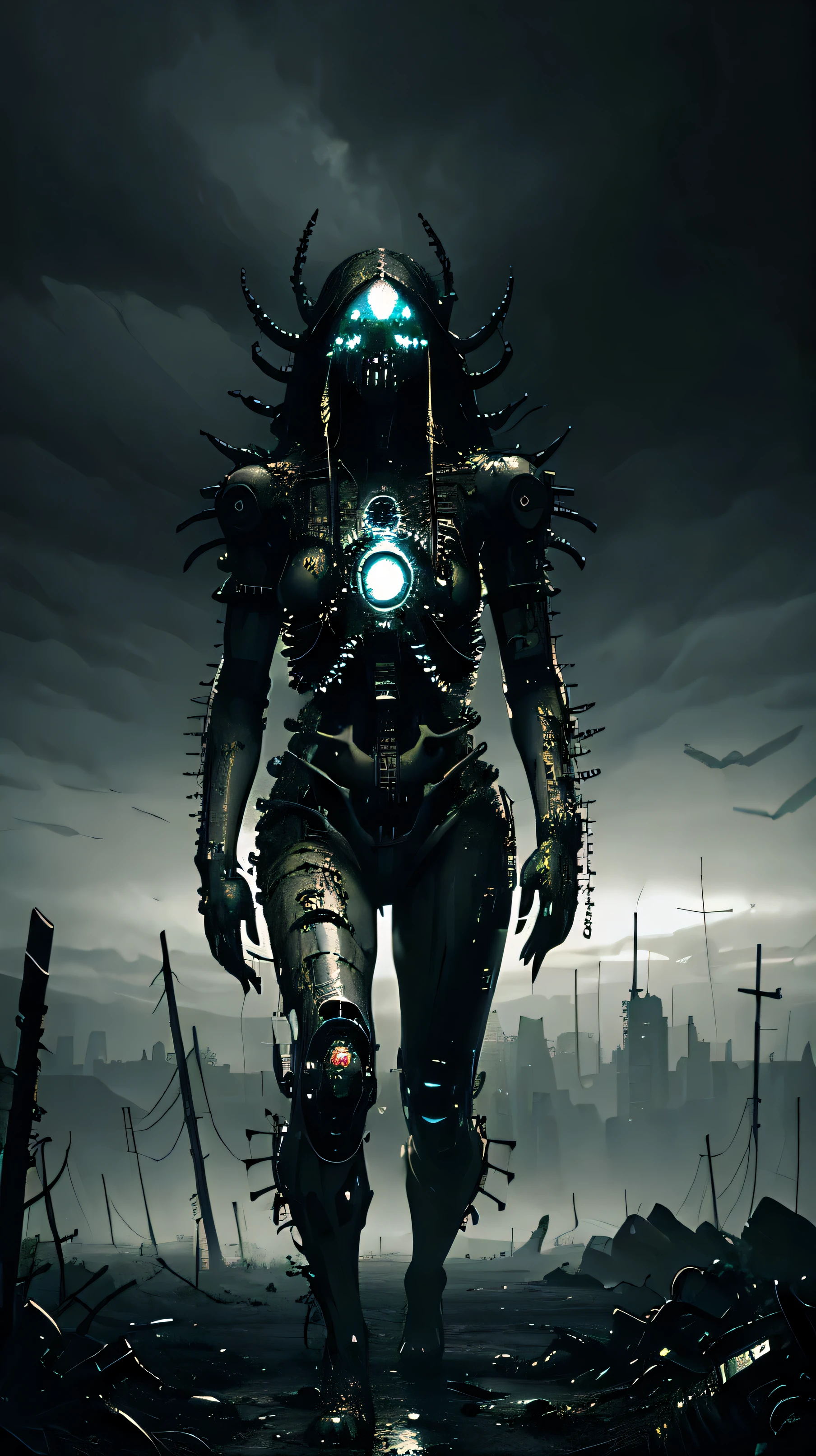 ((Arte biopunk sombria)), hopeless art, Arte negra, dystopian art, ((biopunk escuro)), Paisagens sombrias, arte altamente detalhada, fundo muito detalhado