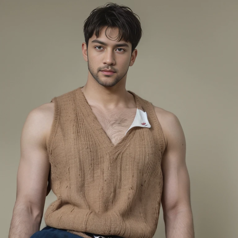 A man stands on the grass, 8k 50mm ISO 10, 🚿🗝📝, Okan , wearing volleyball jersey, k hd, advertisement picture, professional sports style, Wearing NBA jersey, 88cm!Single Eyelids!,with short brown hair !and a short beard, Only shorts!(Show hairy chest muscles), ), (Use a short beard,) headspace!Charming and serious look, ((Stand on the basketball court)), Muscular!, Close shave and secure fit, (High quality, photorealistic image),! ((quality, 8K, tmasterpiece), super k hd photos, (Details on the face, skin textures, Ultra-detailed body:1.1)High body hair!A high resolution, tmasterpiece, muscular、Short hair details、NSFW、Spacious size、Correct limb sculpting fingers)The skin is really dark!The skin is real!Authentic texture、Camera close to the ground!!Straw sandals background scatter 1.2) training