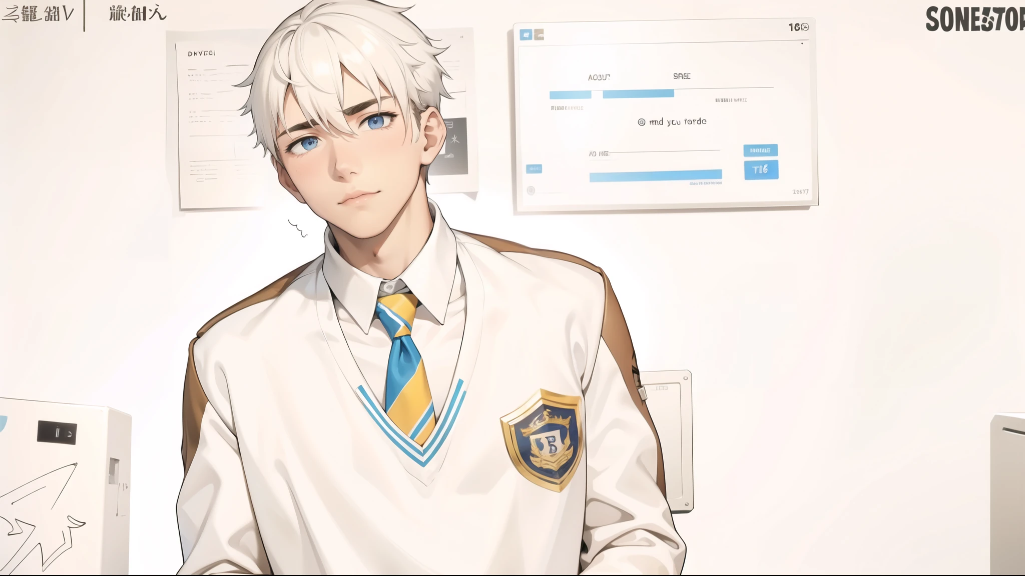 touches his head with his hand cute 16 year old boy at school makes different gestures hate anger sadness