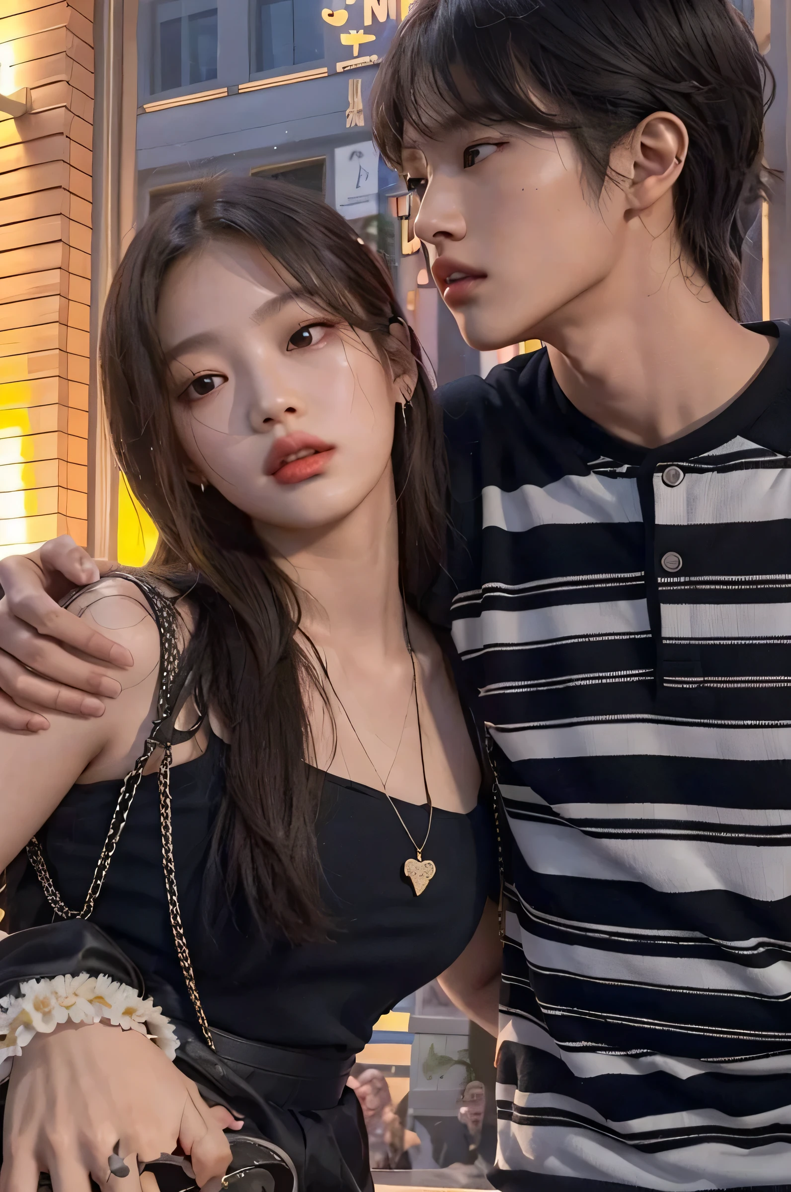 Araffe y una mujer paradas una al lado de la otra frente a un edificio, jennie rosa negro, jossi de blackpink, jia, Cai Xu Kun, Lalisa Manobal, jinyoung shin, ulzzang, kim doyoung, bae suzy, foto de perfil, Jaeyeon Nam, yanjun chengt, imagen filtrada, Parque Roseanne de Blackpink