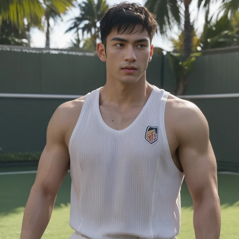 male Japanese Handsome cool tennis Club Completely naked