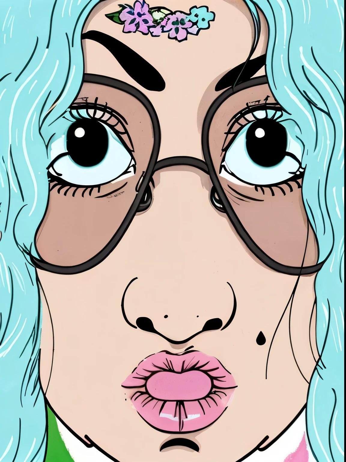 um cartaz com uma mulher com folhas de maconha no rosto, Jen Bartel, personification of marijuana, in illustration style digital, psychedelic illustration, extremely high quality artwork, paranoia da cannabis, Arte de Alessandro Pautasso, No estilo de Cyril Rolando, Arte Trippy, full-colour illustration, arte do Adobe Illustrator, organic marijuana painting, full-colour illustration, digital art illustration