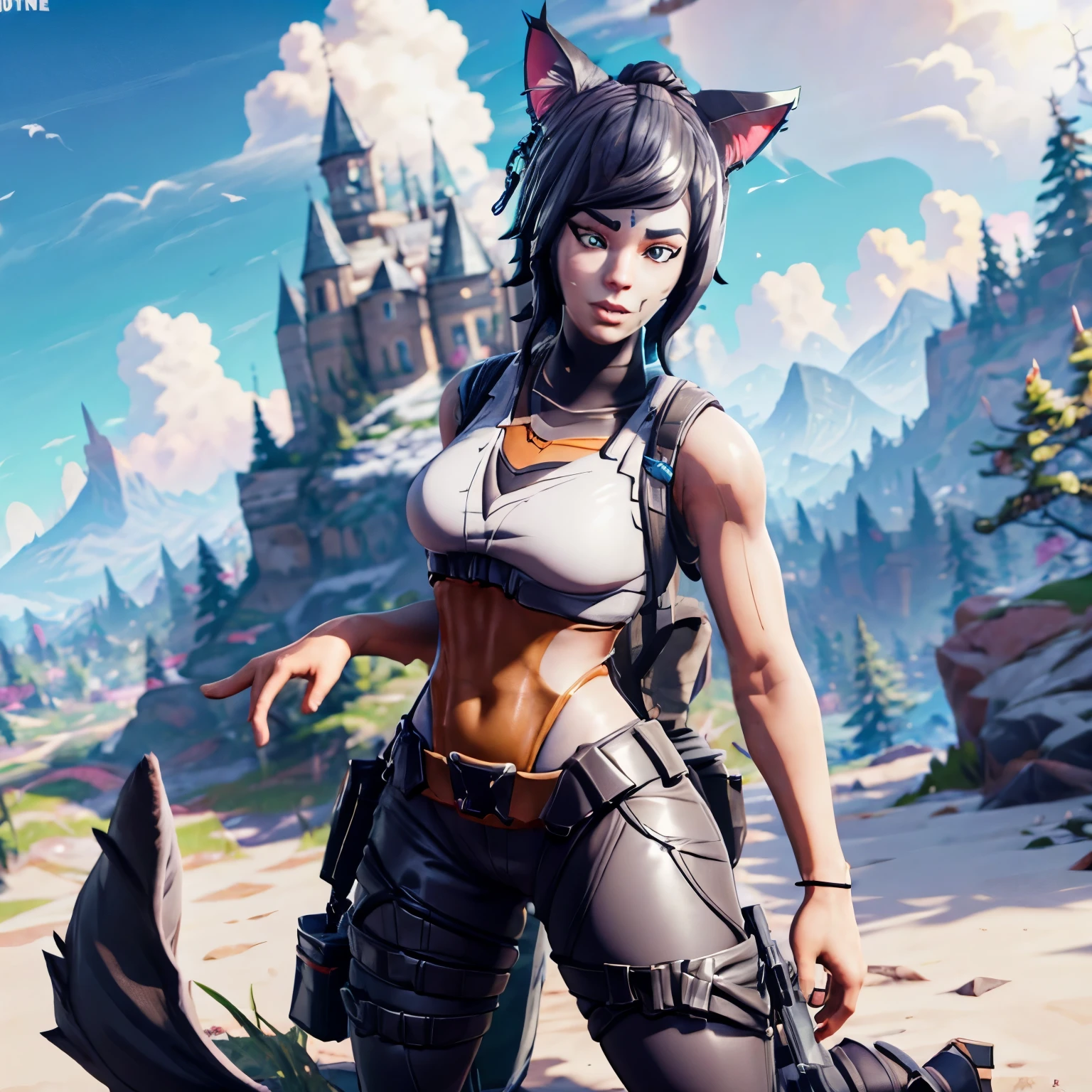 Make a female fortnite skin with a cat costume