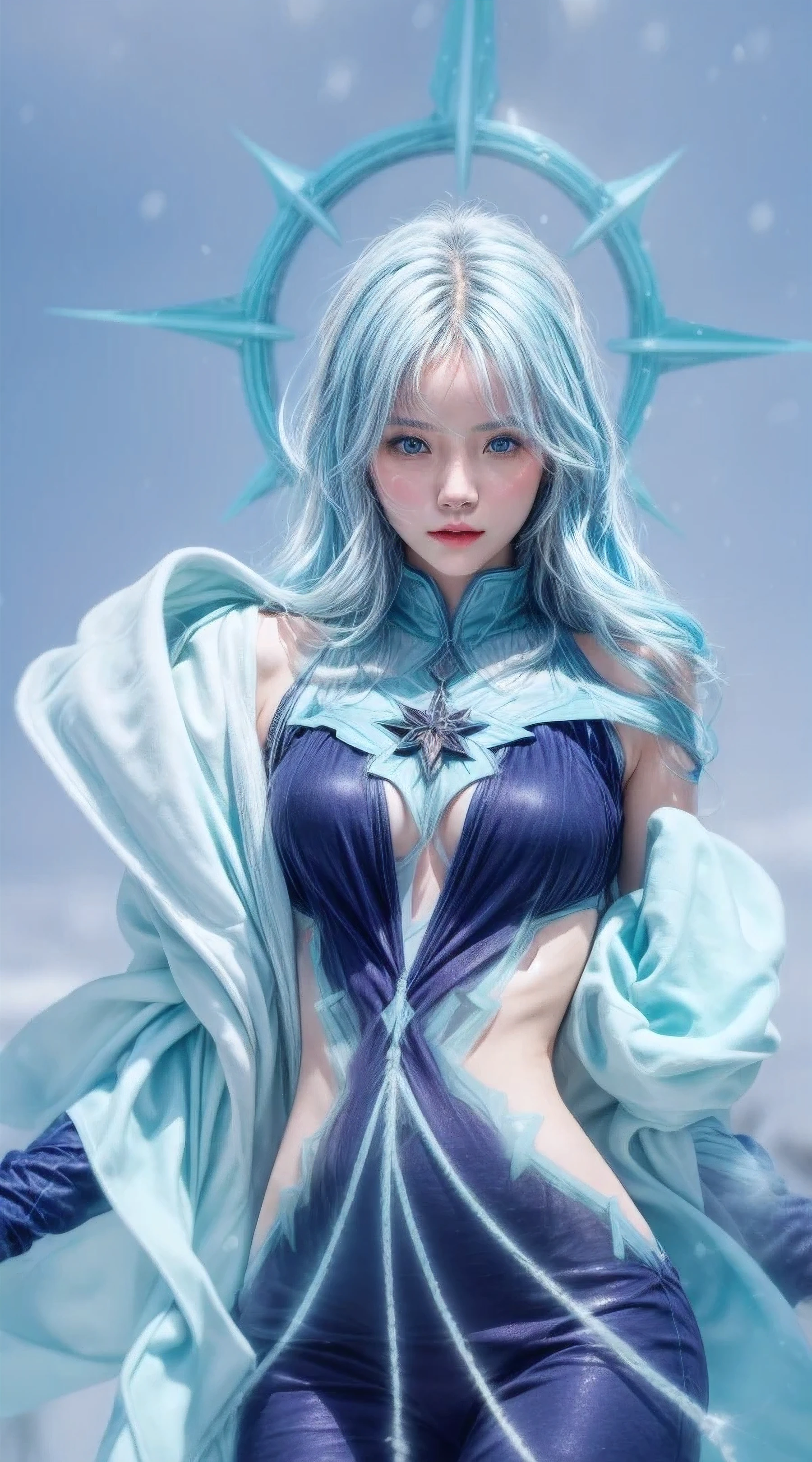 （（Jeizuo））），（（（best qualit））），（（ultra-detailliert）），（A hyper-realistic），（High Definition CG Illustration），Movie Light，Lifelike，（ganyu），Very beautiful young lady，Whirlwind，A bell hangs on his chest，（Beautiful face and lips），Light makeup，Intricate Details EBA，lightblue hair，blue cloak，Popular on ArtStation，Big thighs，fully body photo、Japanese Katana Sword、Japanese dress、Colossal tits、A bell hangs on his chest、Japanese style costume