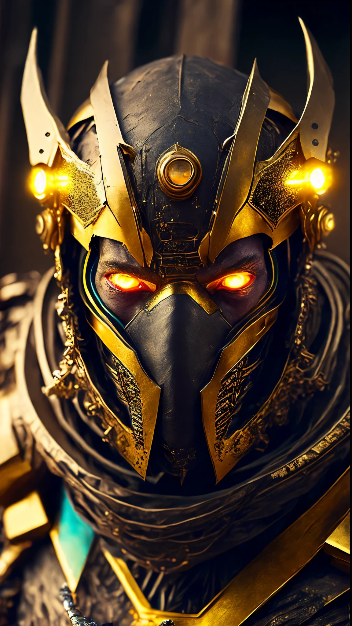 front shot of a ancient futuristic cyberpunk hooded dead biomechanical demon in dichroic glass mask mastermind character, vintage bulbs electronics, circuit board, intricate, elegant, highly detailed, centered depth of field. mandala background, (((artstation, concept art, smooth, sharp focus, artgerm, Tomasz Alen Kopera, Peter Mohrbacher, donato giancola, Joseph Christian Leyendecker, WLOP, Boris Vallejo))), octane render, unreal engine, 3d render, macro mugshot!!!!!, ugly!!!!!!, octane render, nvidia raytracing demo, grainy, muted 