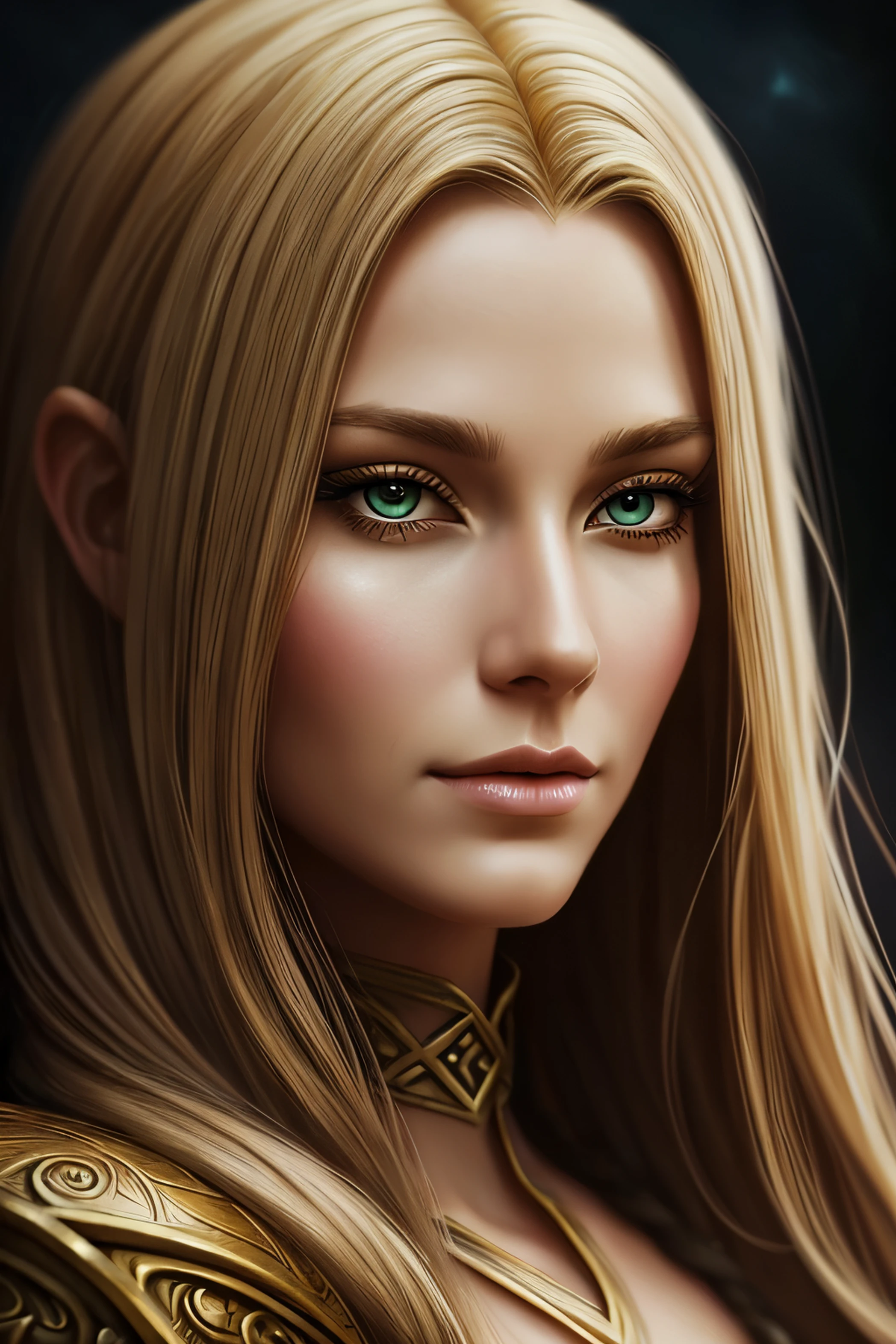 um close up de uma mulher com longos cabelos loiros, retrato de arte de fantasia, retrato de arte de fantasia, detailed matte retrato de fantasia, retrato de fantasia, epic retrato de arte de fantasia, beautiful fantasy genre portrait, epic fantasy digital art style