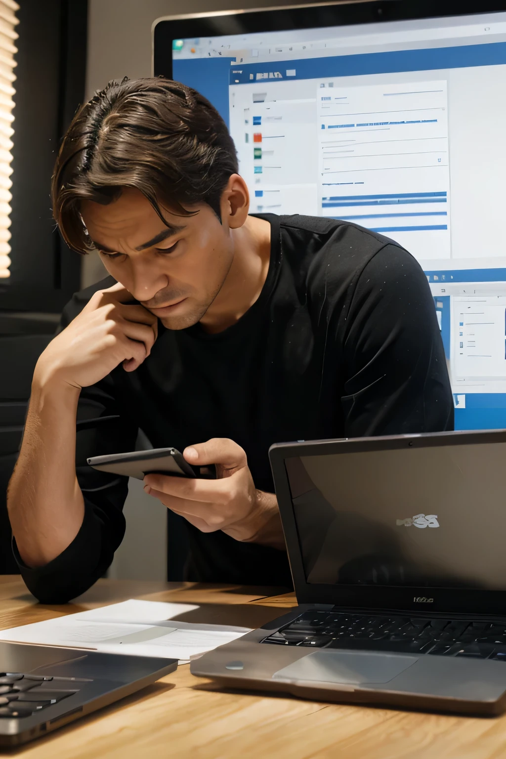 MAN salesman using a laptop to access analysis tools