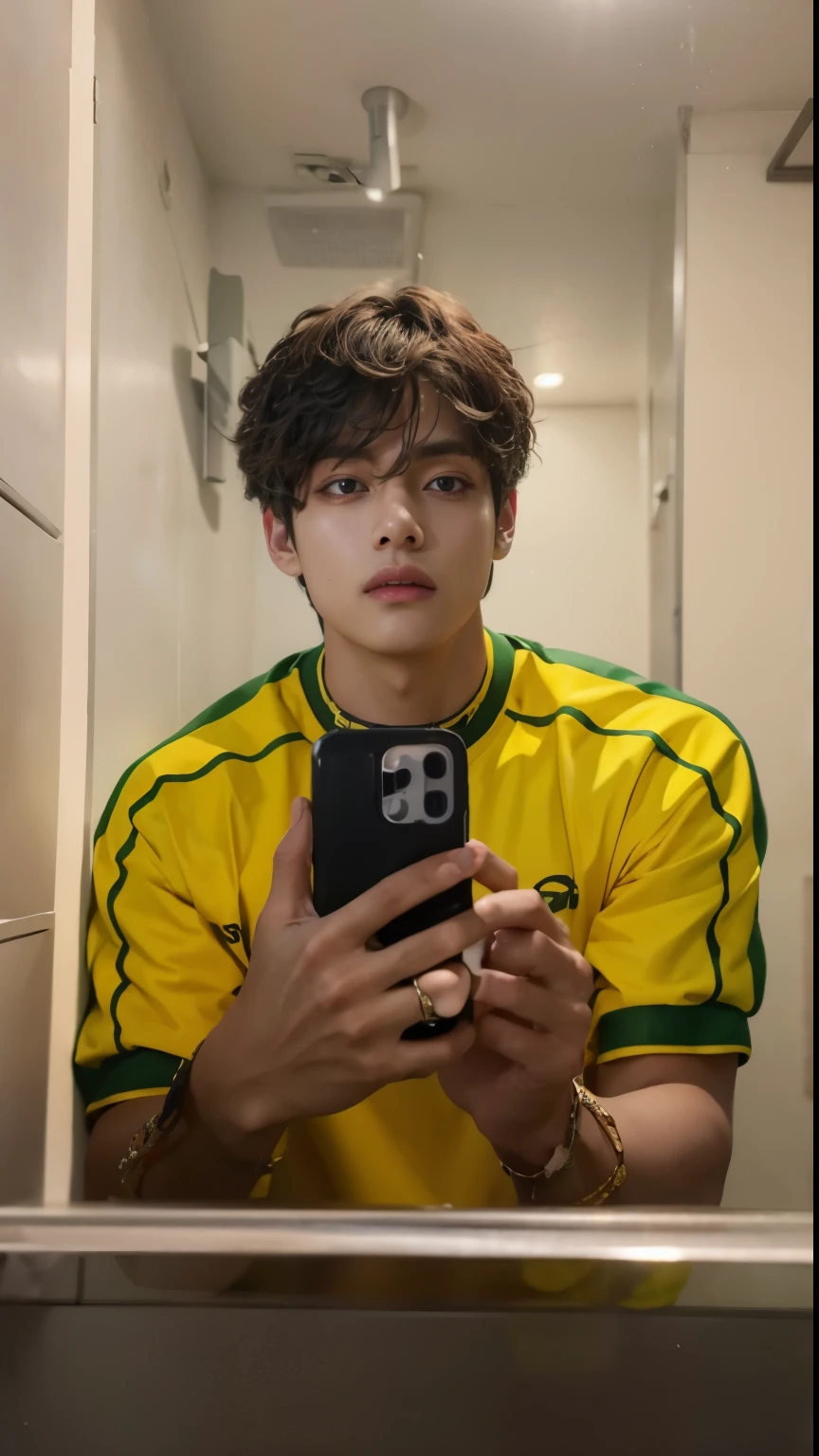 best quality, masterpiece, ultra high res, photorealistic, arafed 1boy, offshoulder, kim taehyung