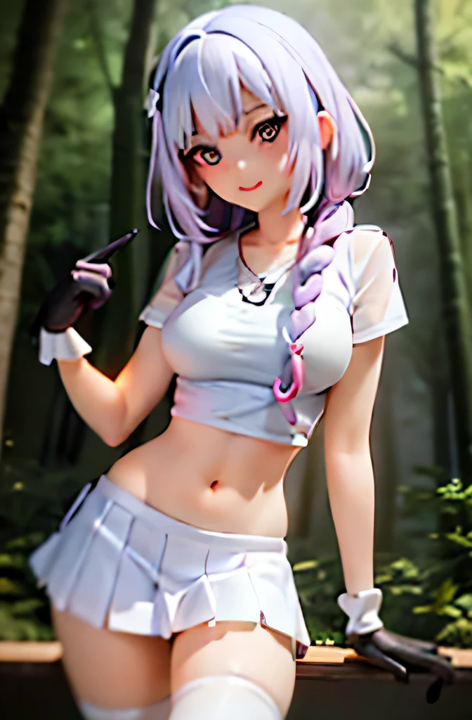 anime girl with purple hair and a white shirt posing in a forest, seductive anime girl, attractive anime girl, beautiful anime girl, anime girl, young anime girl, an anime girl, ilya kuvshinov landscape, pretty anime girl, ilya kuvshinov. 4 k, (anime girl), anime girls, cute anime girl, beautiful anime woman