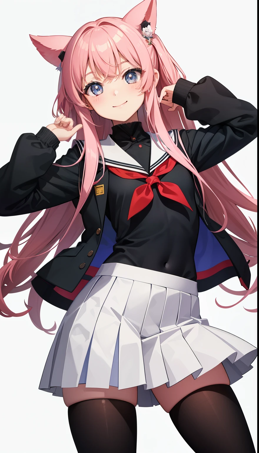 1 girl、smile、pretty girl、high school student、uniform、serafuku、(small breasts)、Portrait from the crotch to the top、