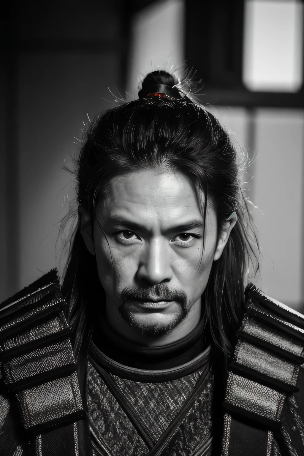High quality photo, Middle age men, samurai men, ronin, legend, cool pose, black white, look at viewer, hold a samurai, hyper realism, portrait, shining eyes