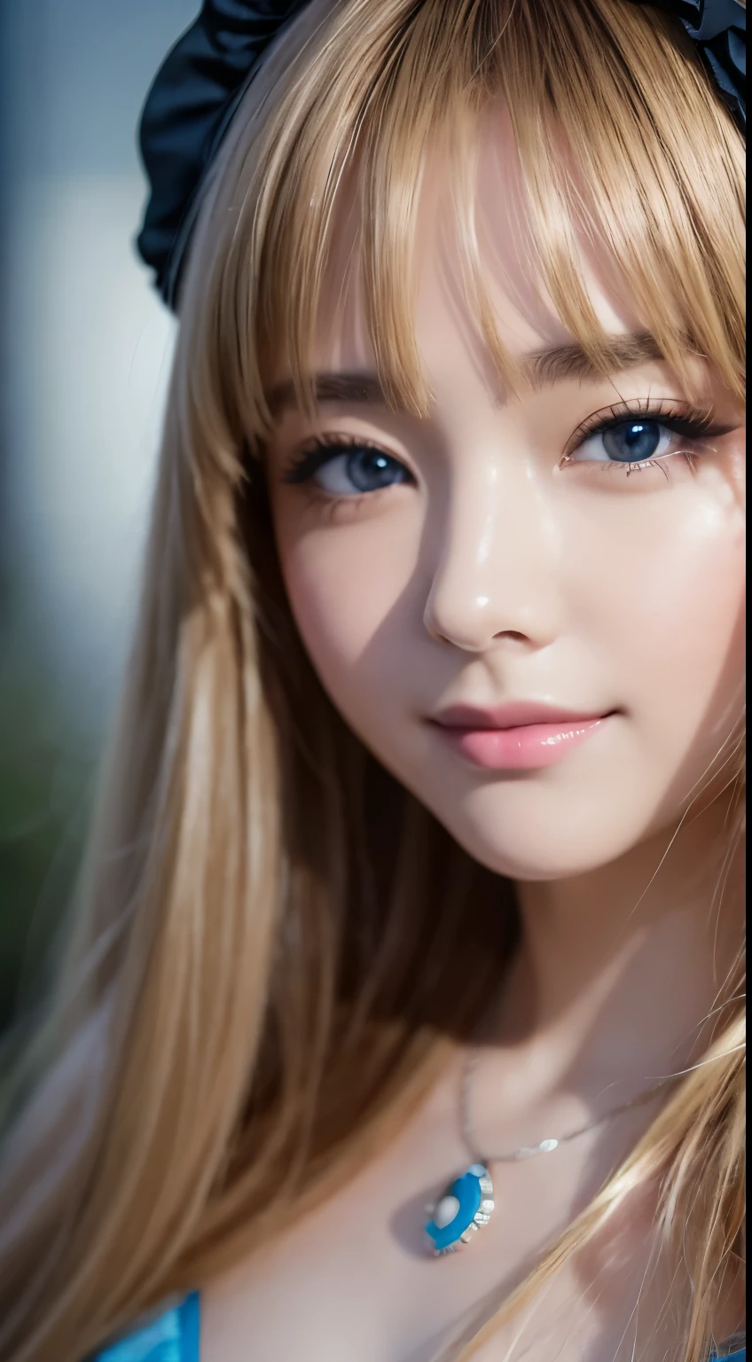 light smile, night, RAW photo, (((portrait of extreme beauty))), (radiant skin)), 1 girl, beautiful girl in Prague, , ((natural bright blonde hair)), [blue eyes], shiny glossy skin, silky long straight hair, eyeliner, long bangs, hair between eyes, fluttering hair, ((masterpiece, top quality, ultra detail, film light, complex details, High Resolution, 8K, Very Detailed)), Detailed Background, 8K UHD, DSLR, Soft Light, High Quality, Film Grain, Fujifilm XT3, Shallow Depth of Field, Natural Light, (No Hand), Upper Eye, Sap Eyes, (ultra realistic) , (illustration), (increase resolution), (8K), (extremely detailed), (best illustration), (beautiful detailed eyes), (best quality), (ultra-detailed), (masterpiece), (wallpaper), (detailed face), solo,1 girl, looking at viewers, delicate details, detailed faces, in the dark, deep shadow, low key,pureerosfaceace_v1, smile,
