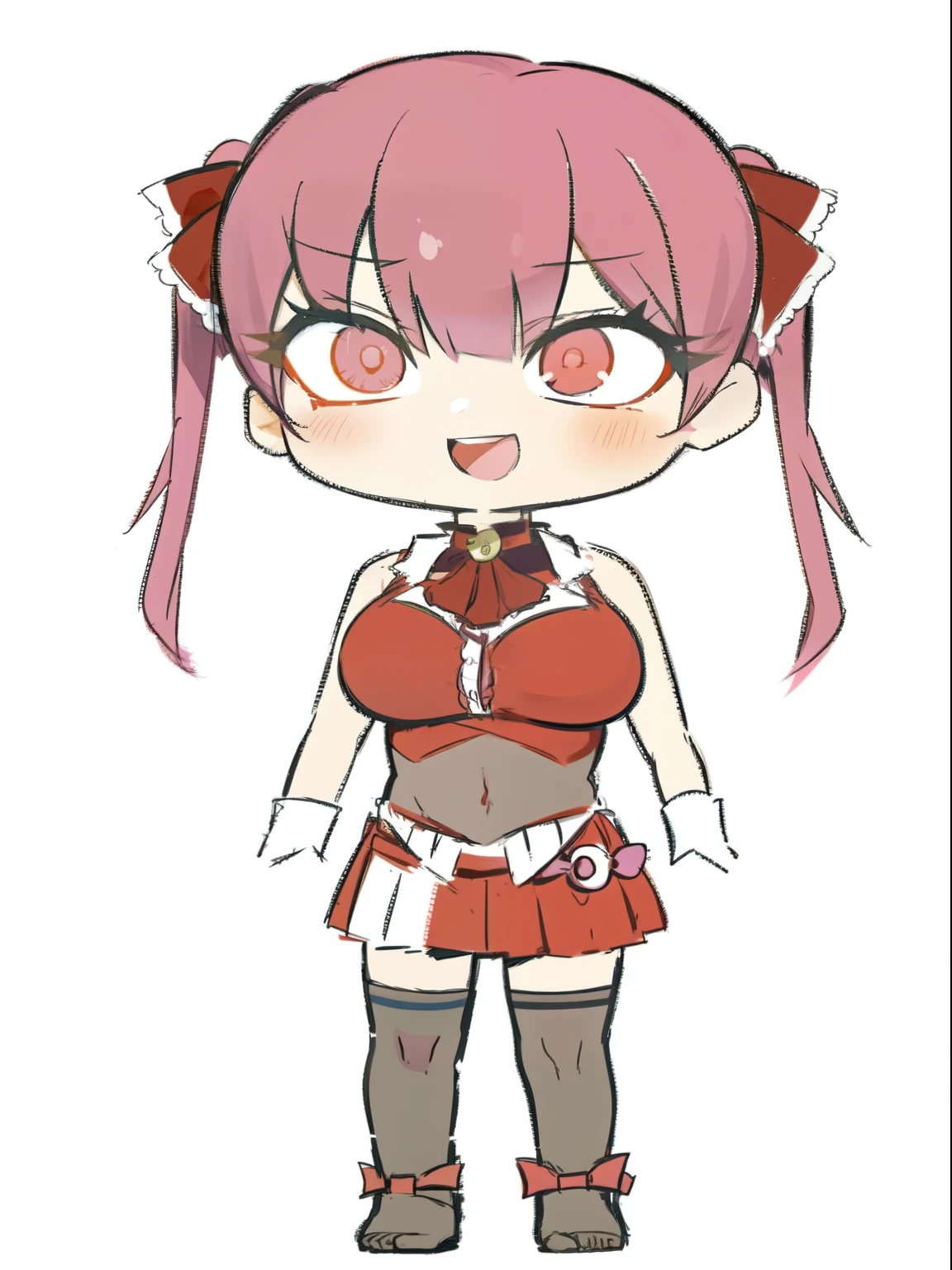 Cartoon girl with pink hair and red top, Characters that can be adopted, Shalltear from Overlord, Possibility of whole body use, shirabii, akane owari danganronpa, ayaka genshin impact, anime moe art style, visual novel sprites, makeup gremory,real