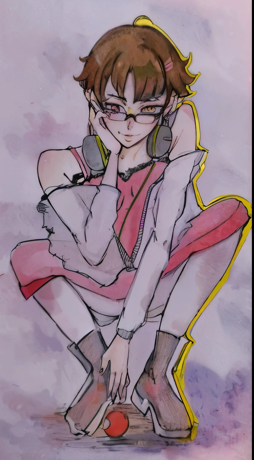 anime drawing of a girl with glasses and a pink dress, anime style, anime style only, inspired by Yumihiko Amano, anime style character, anime styled, rich aquarel, in anime style, inspired by Manabu Mabe, urban girl fanart, 2 d anime style, in the art style of 8 0 s anime, in an anime style