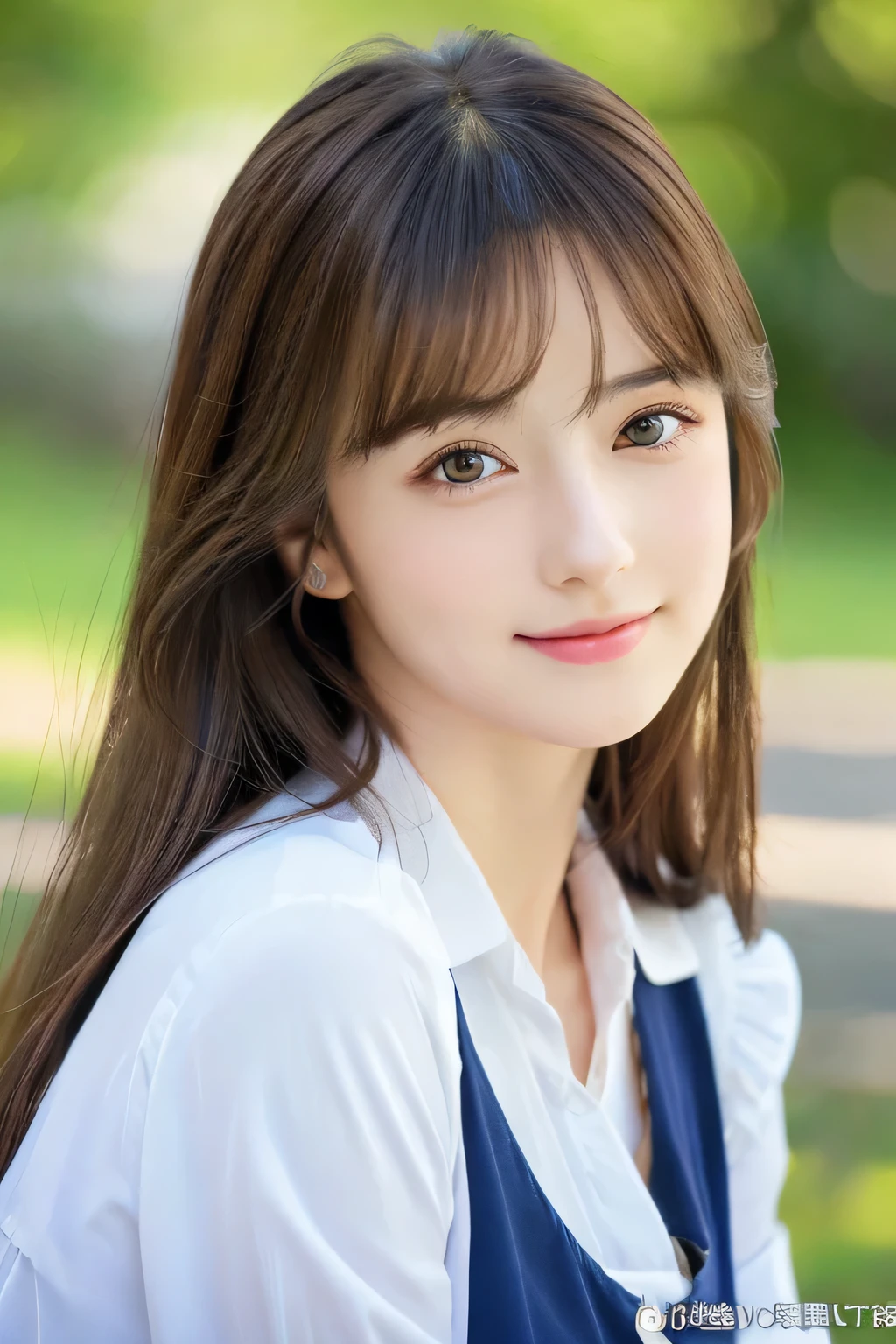 (((32k,high details,high detail、masterpiece,attention to detail,alone))),Raw photo & realistic atmosphere,beautiful dark blue eyes,detailed mouth,glossy lips,thin eyebrows,fine eyes、Soft white skin that shines in every detail、sheの深い黒色の目はとても美しいです,lip details、very beautiful face,very well-shaped face、lifelike face,shining beautiful lips,beautiful eyebrows,infinite reality, Realistic young gravure idol,she'she'she'very cute woman , young gravure idol, young gravure idol, とても美しくてかわいい1beautiful girl ,incredibly beautiful and classy1beautiful girl 9 years oldft light,(shiny hair,,Beautiful and kind eyes:1.5),gentle smile,well-shaped chest,medium long hair,Ties hair into one,beautiful posture,no makeup,think ahead,hair ornaments,
