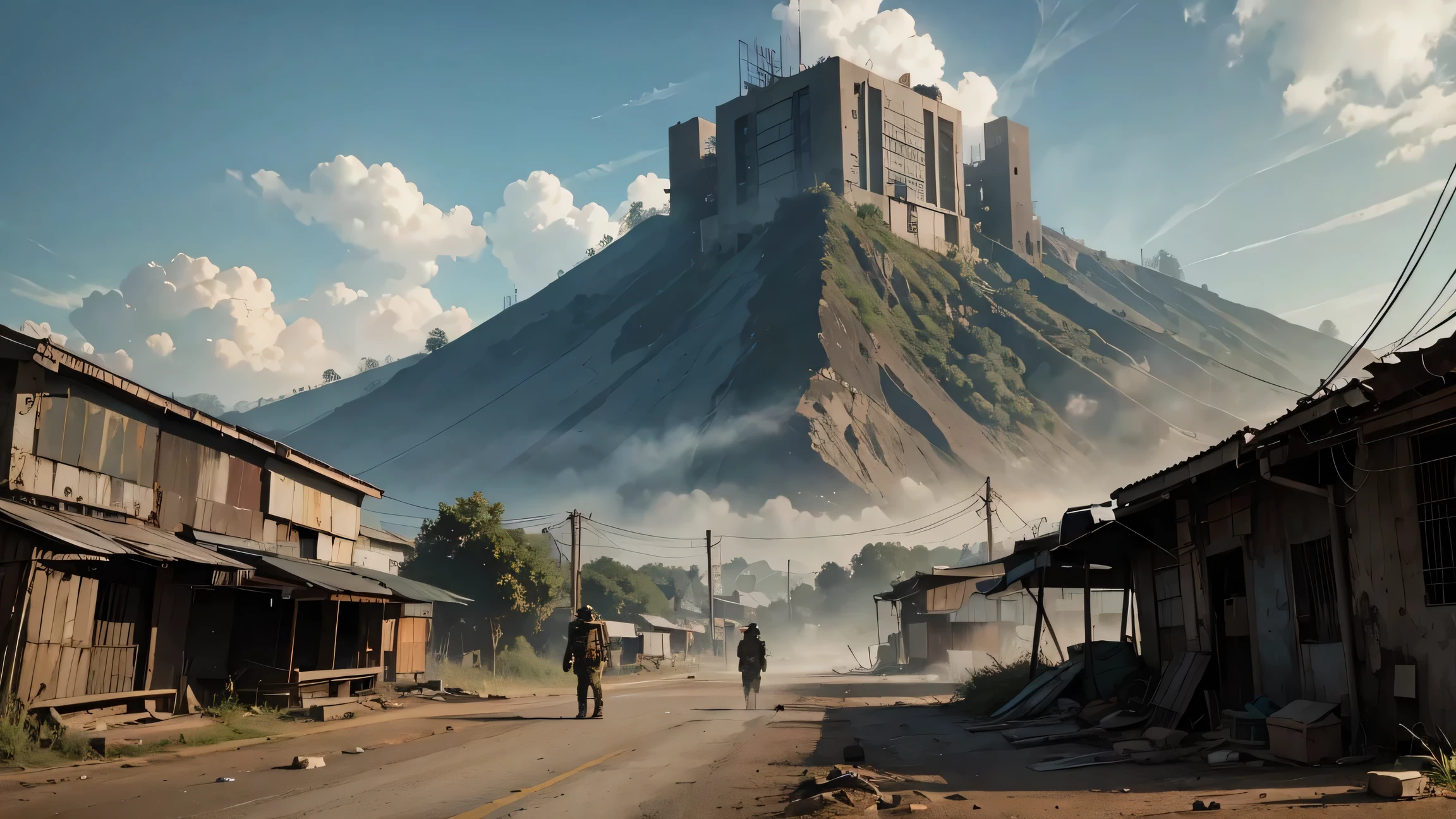 fallout, indonesia theme, post-apocalyptic, scenery, jakarta, nation, identic, vernacular, greenery surrounding, authentic, realistic, indonesia, fallout 4 style