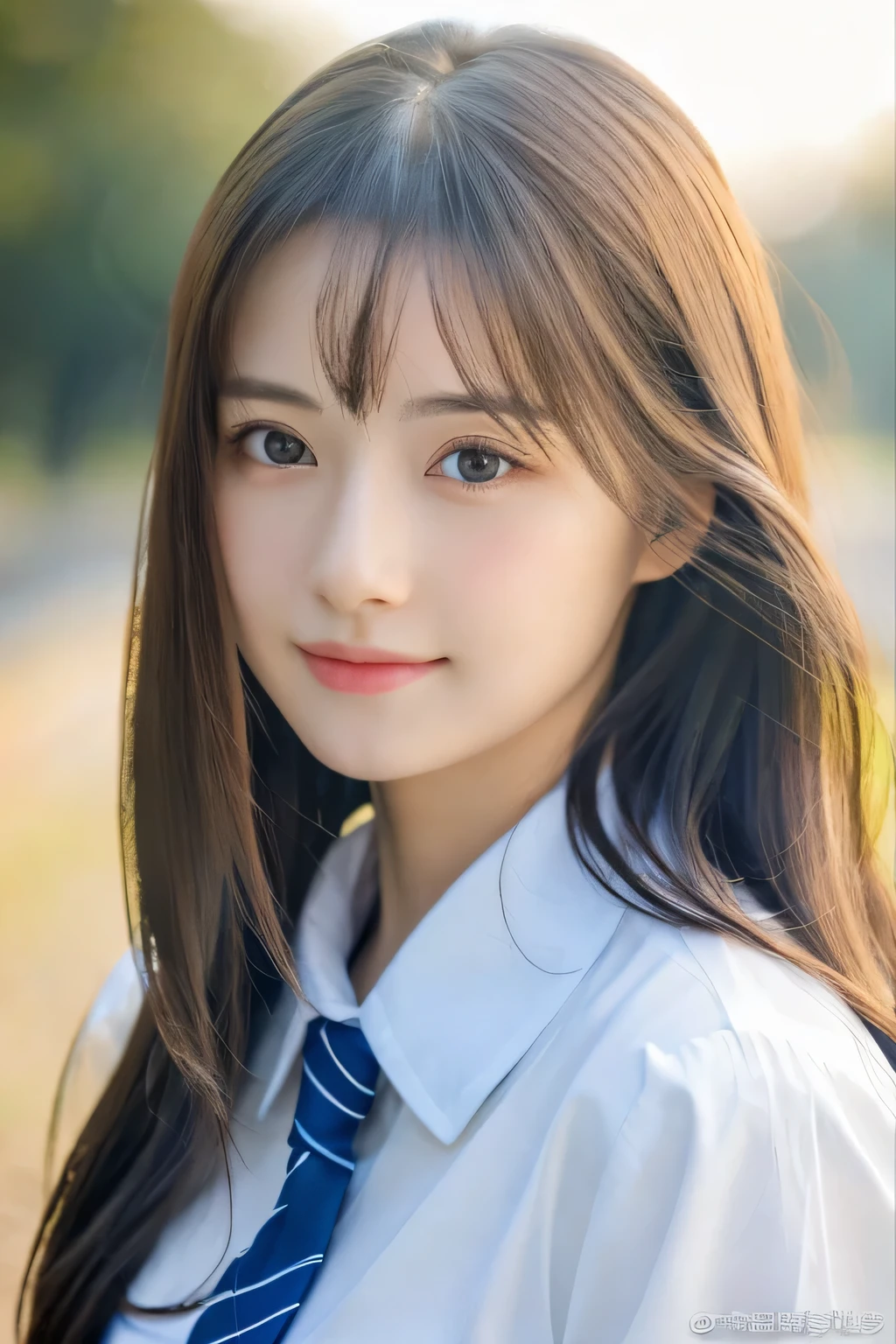 (((32k,high details,high detail、masterpiece,attention to detail,alone))),Raw photo & realistic atmosphere,beautiful dark blue eyes,detailed mouth,glossy lips,thin eyebrows,fine eyes、Soft white skin that shines in every detail、sheの深い黒色の目はとても美しいです,lip details、very beautiful face,very well-shaped face、lifelike face,shining beautiful lips,beautiful eyebrows,infinite reality, Realistic young gravure idol,she'she'she'she'very cute woman , young gravure idol, young gravure idol, とても美しくてかわいい1Beautiful girl 19 years old,incredibly beautiful and classy1Beautiful girl 19 years old,natural soft light,(shiny hair,,Beautiful and kind eyes:1.5),gentle smile,well-shaped chest,medium long hair,Ties hair into one,beautiful posture,no makeup,think ahead,