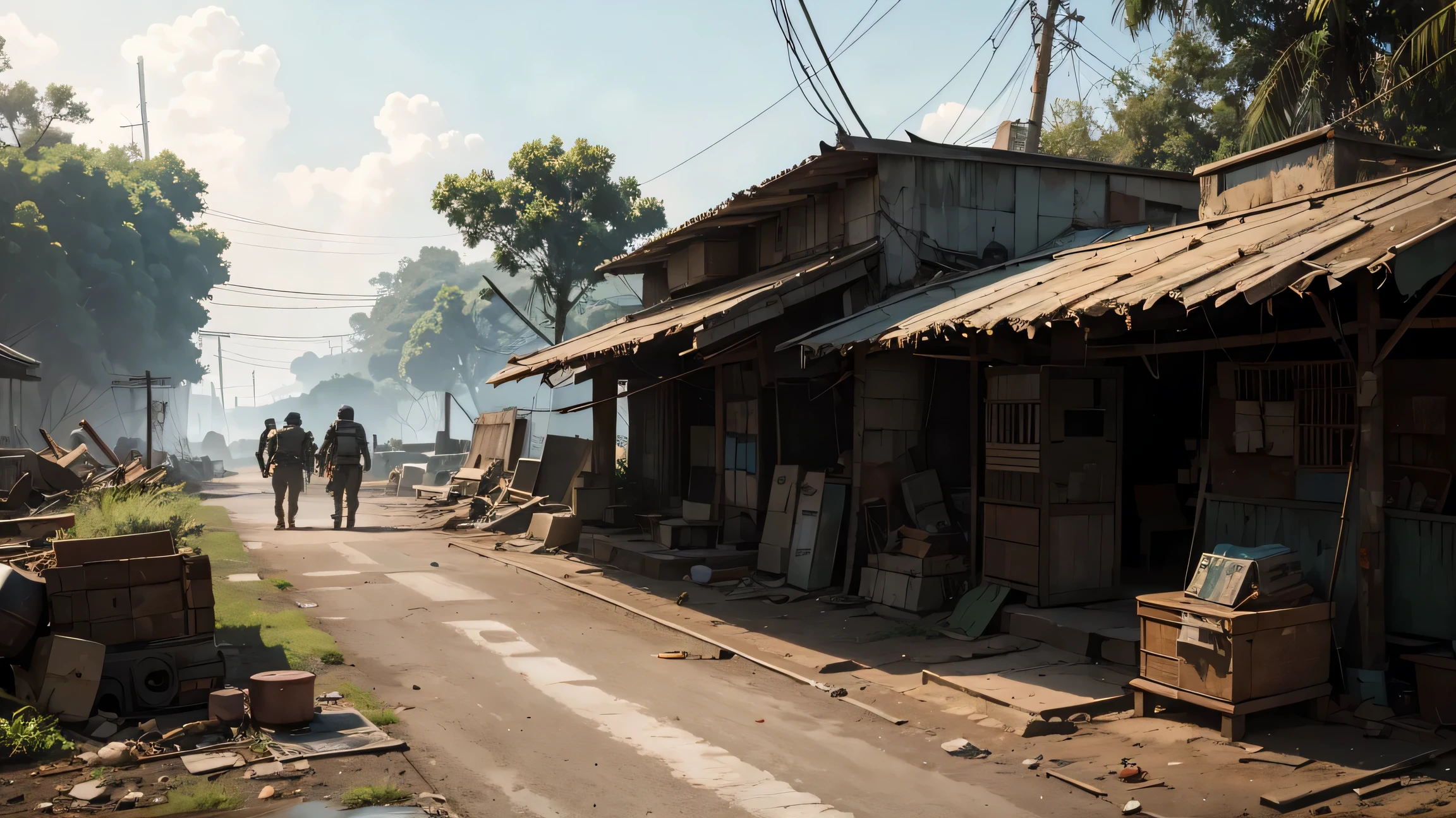 fallout, indonesia theme, post-apocalyptic, scenery, jakarta, nation, identic, vernacular, greenery surrounding, authentic, realistic, indonesia, fallout 4 style