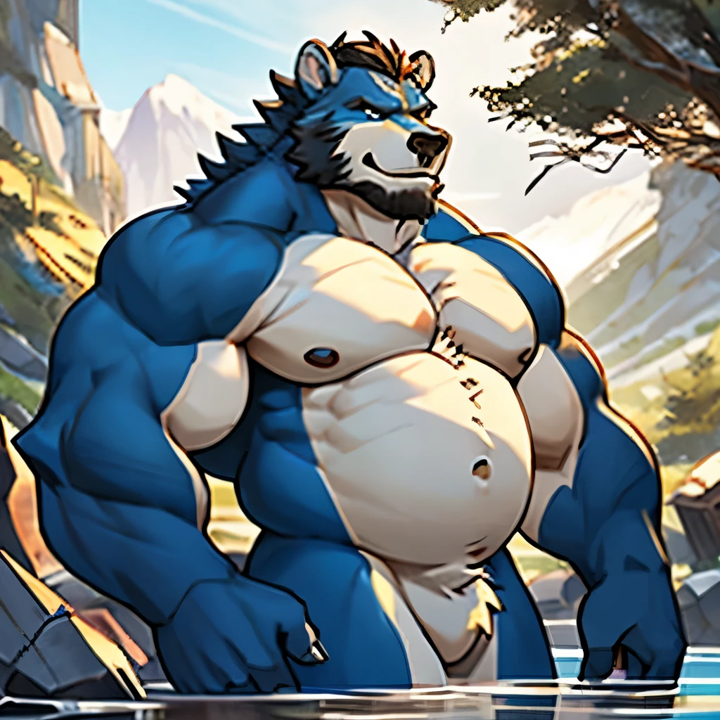 Alone, ORCBEAR, Male, muscle, intestinal muscle, big belly, calnçan, large, Male mature, old. (((naked)))