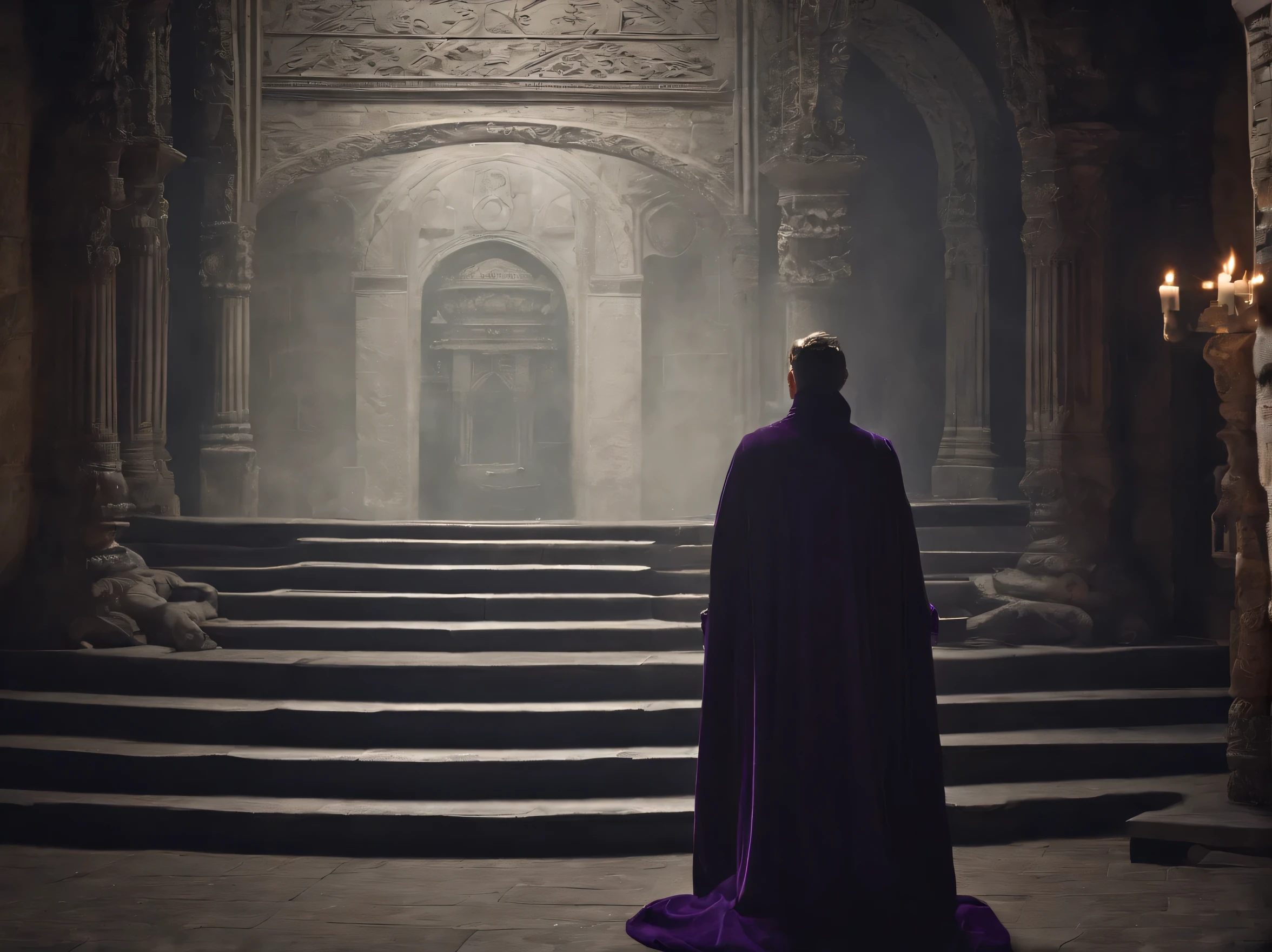 a close up of a video game with a tunnel and a person in a purple robe, dark dimension portal, hellish doom hallway, a portal to the lost flame realm, psx screenshot, entrance to ethereal realm, vortex portal banish the elders, spirits coming out of portal, hexen, mysterious temple setting, portal to hell, castlevania sotn