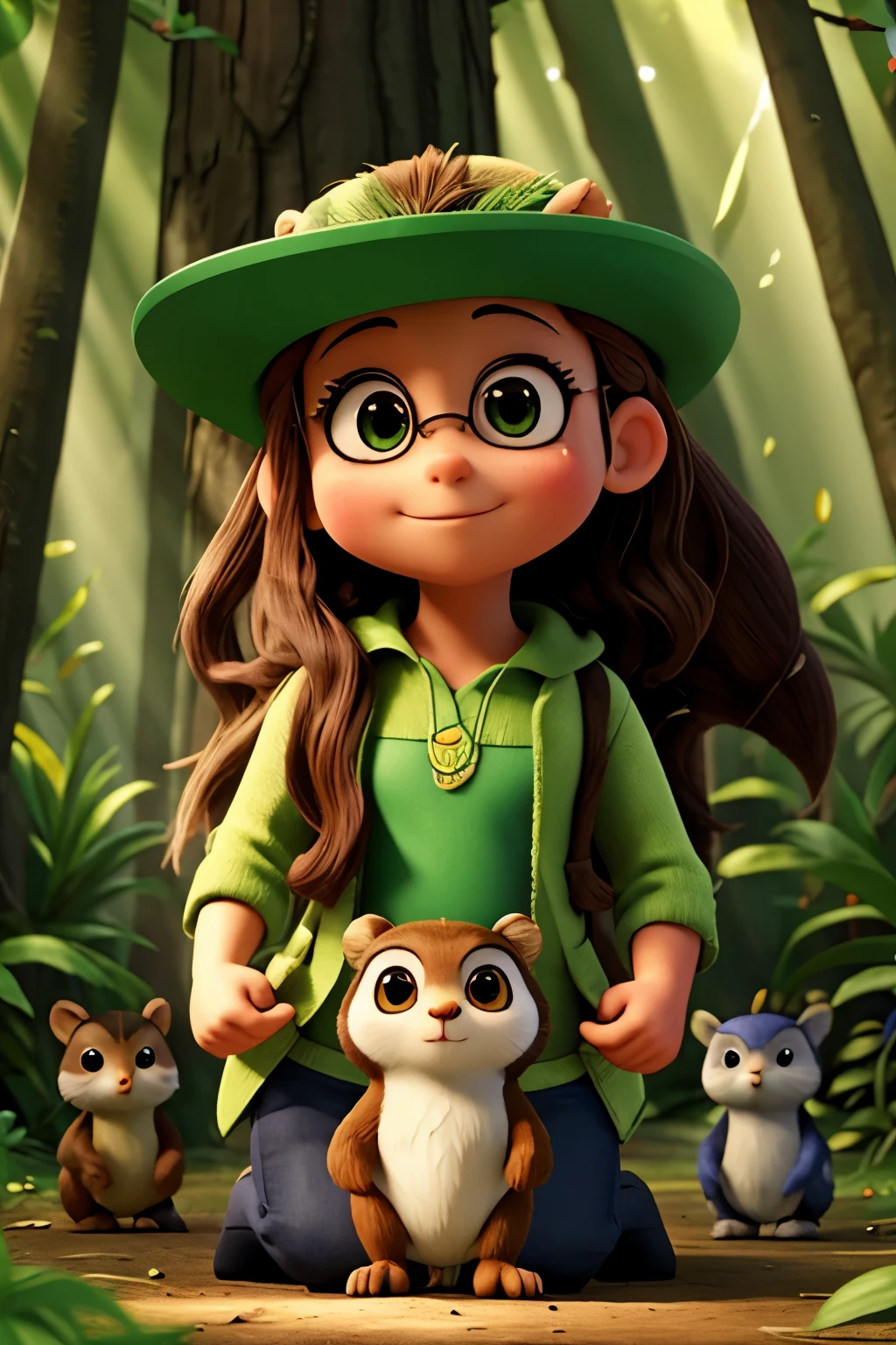 In an enchanted forest, where the sun's rays danced among the green leaves, there was a special school for forest animals. Led by the wise Owl, the animals, male squirrel, female rabbit, chimpanzee, macaw, raccoon, turtle, deer and bear, learned important lessons about life in the forest.
