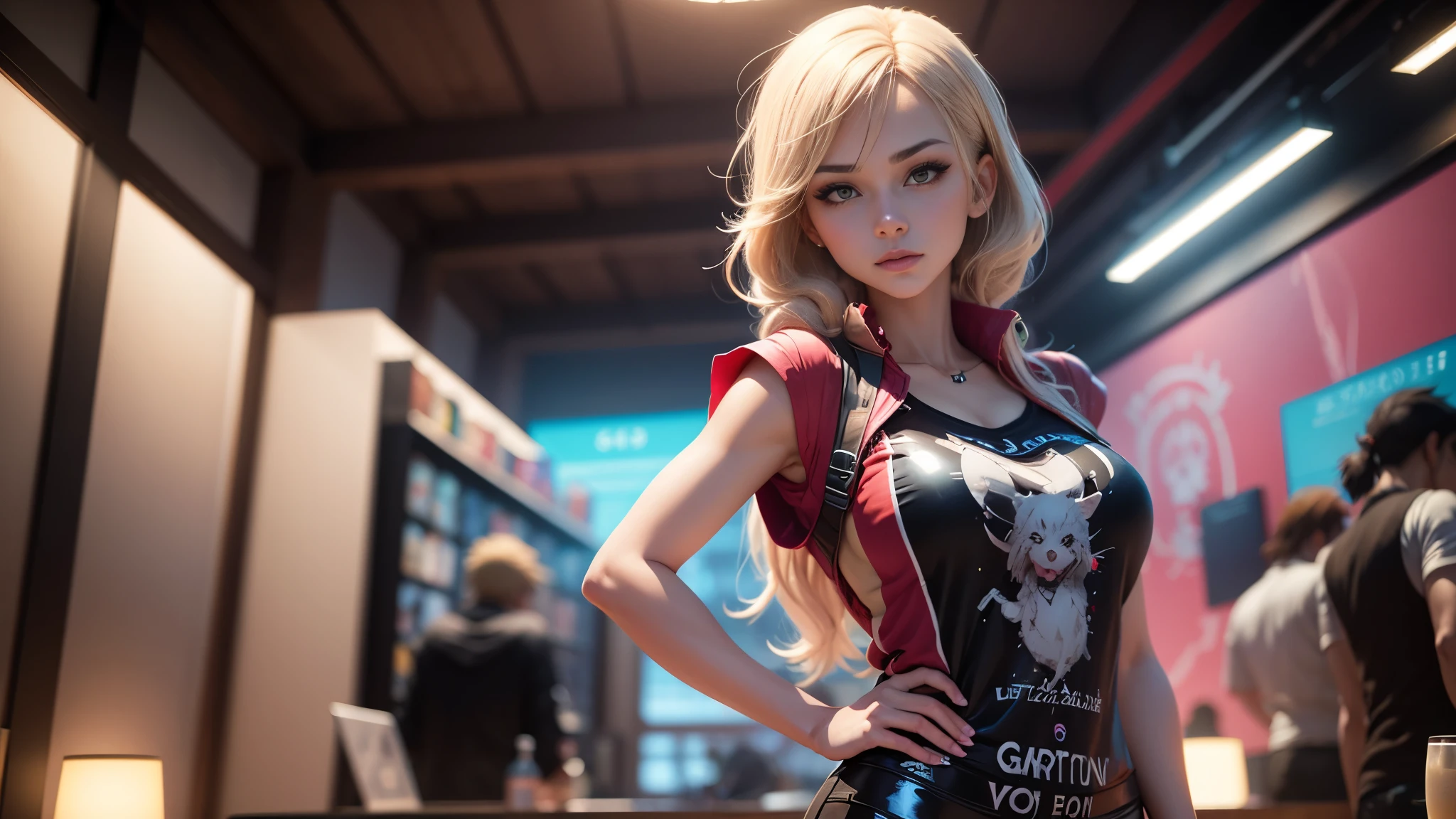 Grande garota de anime posando com blusa vermelha , estilo anime 3 d realista, Trends in CGSTATION, anime 3d realista, [ arte digital 4k ]!!, photorealistic rendering of anime girl, Bokeh Artgerm 8K, obras de arte no estilo de guweiz, anime fotorrealista, anime hiper realista, garota anime sedutora, Arte suave em CG de anime
