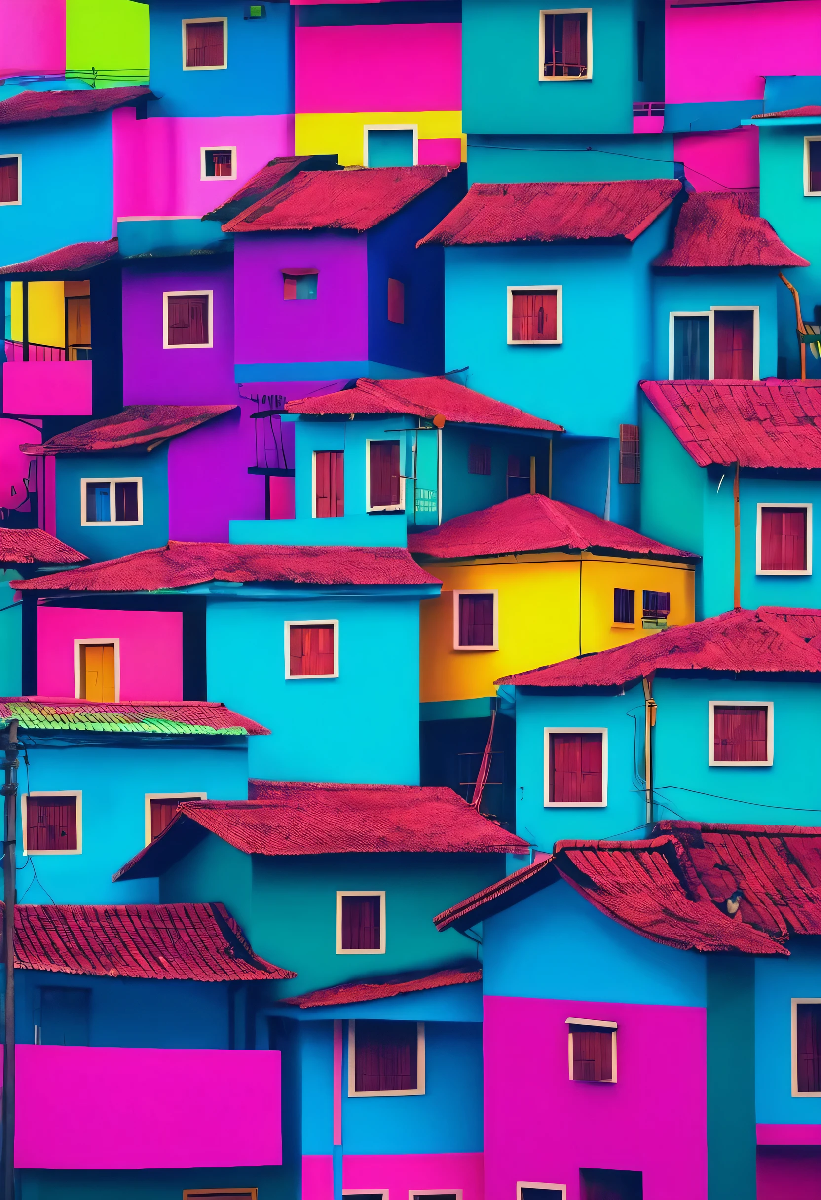 backgroud favela nas cores de animes com nitides