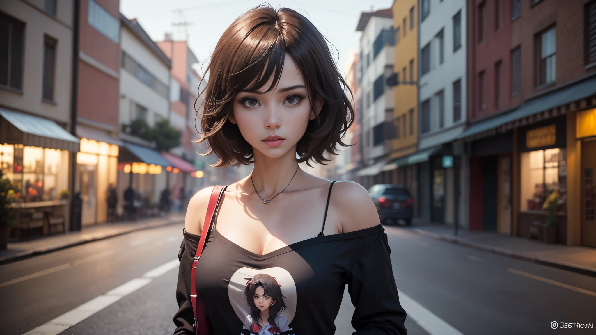 Grande garota de anime posando com blusa preta, estilo anime 3 d realista, Trends in CGSTATION, anime 3d realista, [ arte digital 4k ]!!, photorealistic rendering of anime girl, Bokeh Artgerm 8K, obras de arte no estilo de guweiz, anime fotorrealista, anime hiper realista, garota anime sedutora, Arte suave em CG de anime