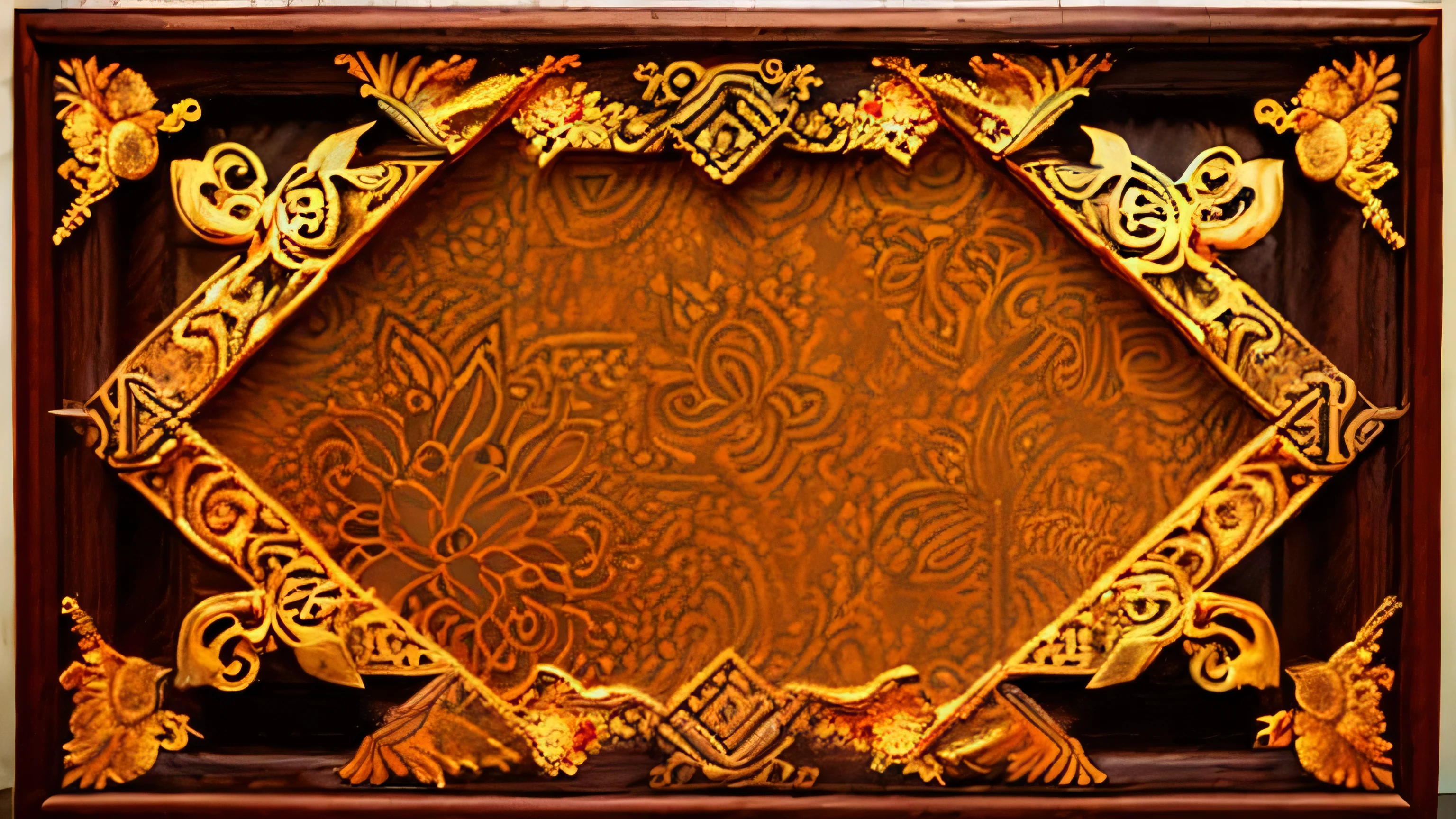 Make a frame background image for a presentation about Indonesian Chinese art, batik texture