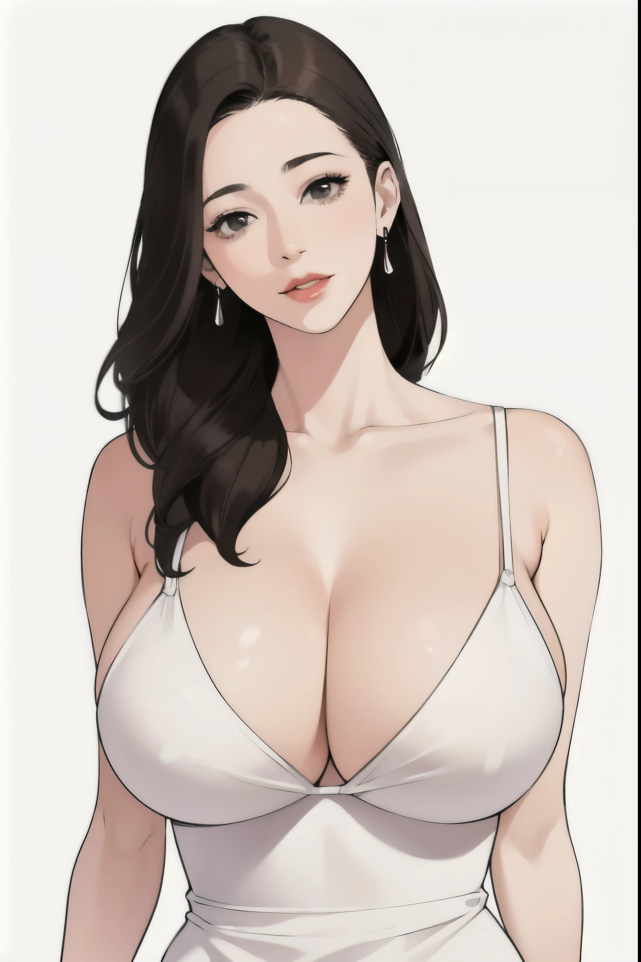 diona shin, standing, portrait, red lips, nsfw, standing, portrait, (masterpiece, best quality), solo, looking at viewer, upper body, standing, fw.dona.shin, mature female, sexy, hot, white hair, diona shin, white background, white hair, very soft breast , soft breast , milf, milf face, tease, detail face, cleavage , large breast, perky breasts, portrait, cowboy shot, square lips, long hair, very long hair, white hair, curly hair, earrings , smirk, chubby , milf, milf face,