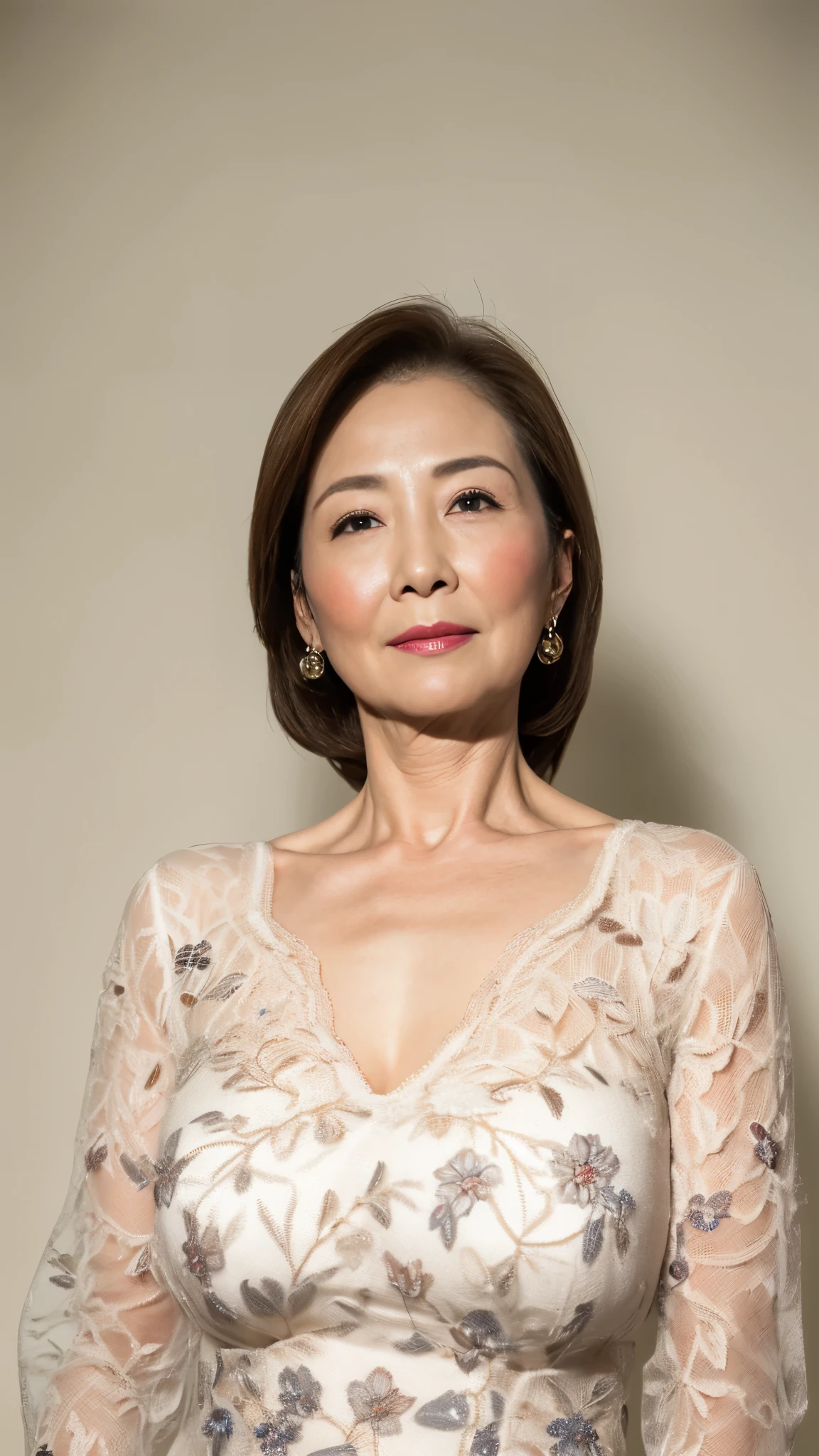 remove background, gravure, facing the front, ((photorealistic)), flashy makeup, from the chest up, masterpiece, highest quality, Super detailed, realistic, super dense skin, anatomically correct, (1 Japanese mature woman), (alone), 95 years old, big breasts, mature politician, Glamour, Sexy, pure white skin, looking at the viewer,