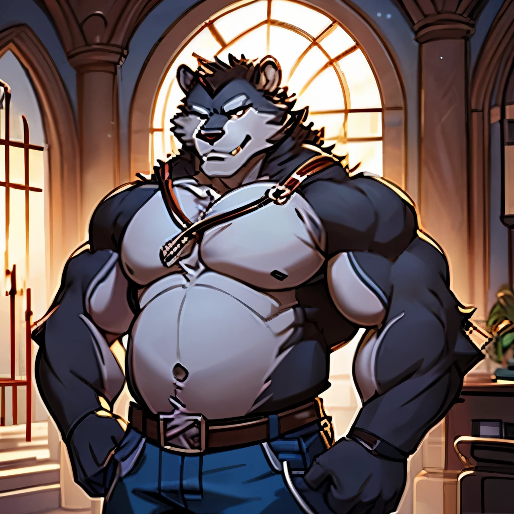 Alone, ORCBEAR, Male, muscle, intestinal muscle, big belly, calnçan, large, Male mature, old.