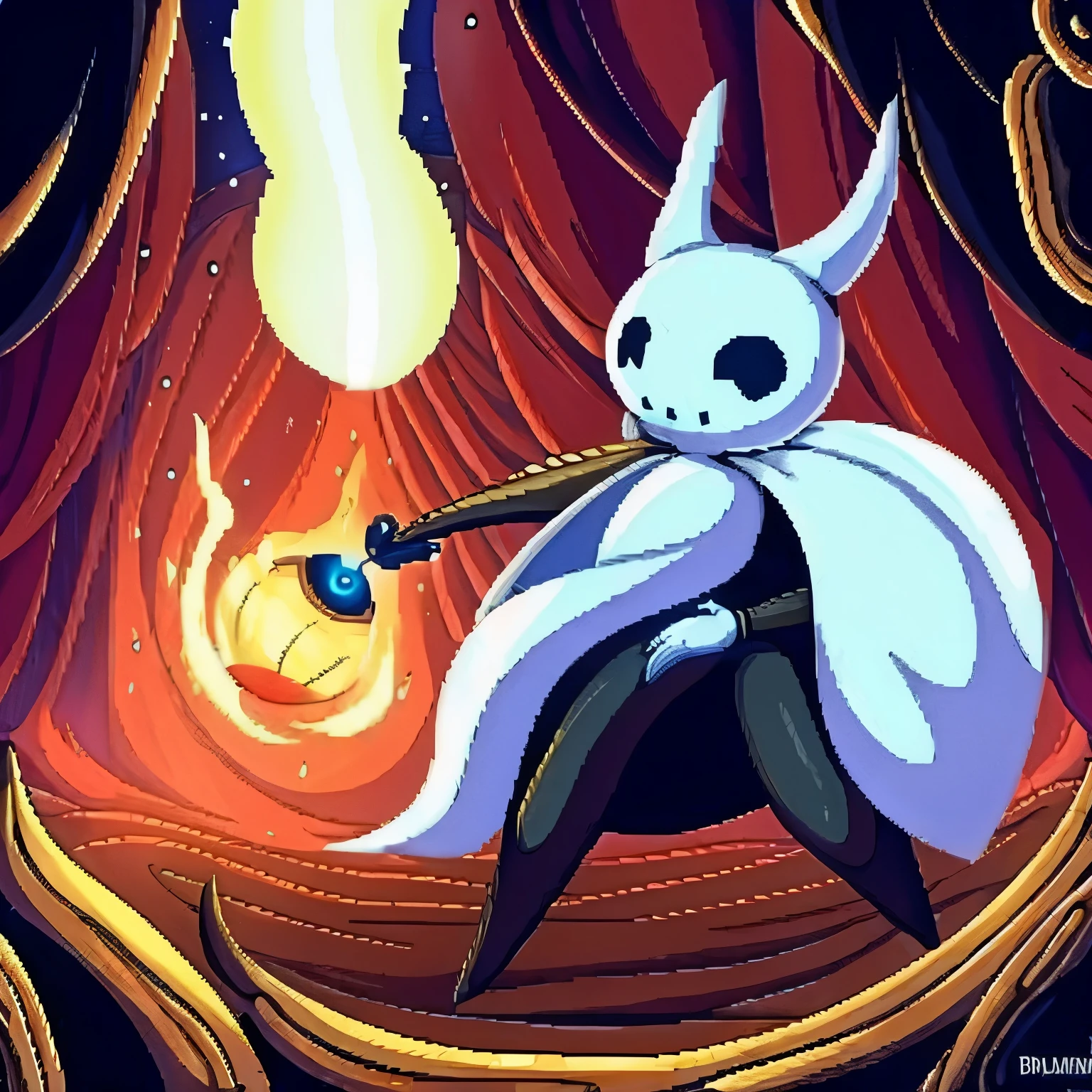 O vessel de hollow knight lutando contra a radiancia