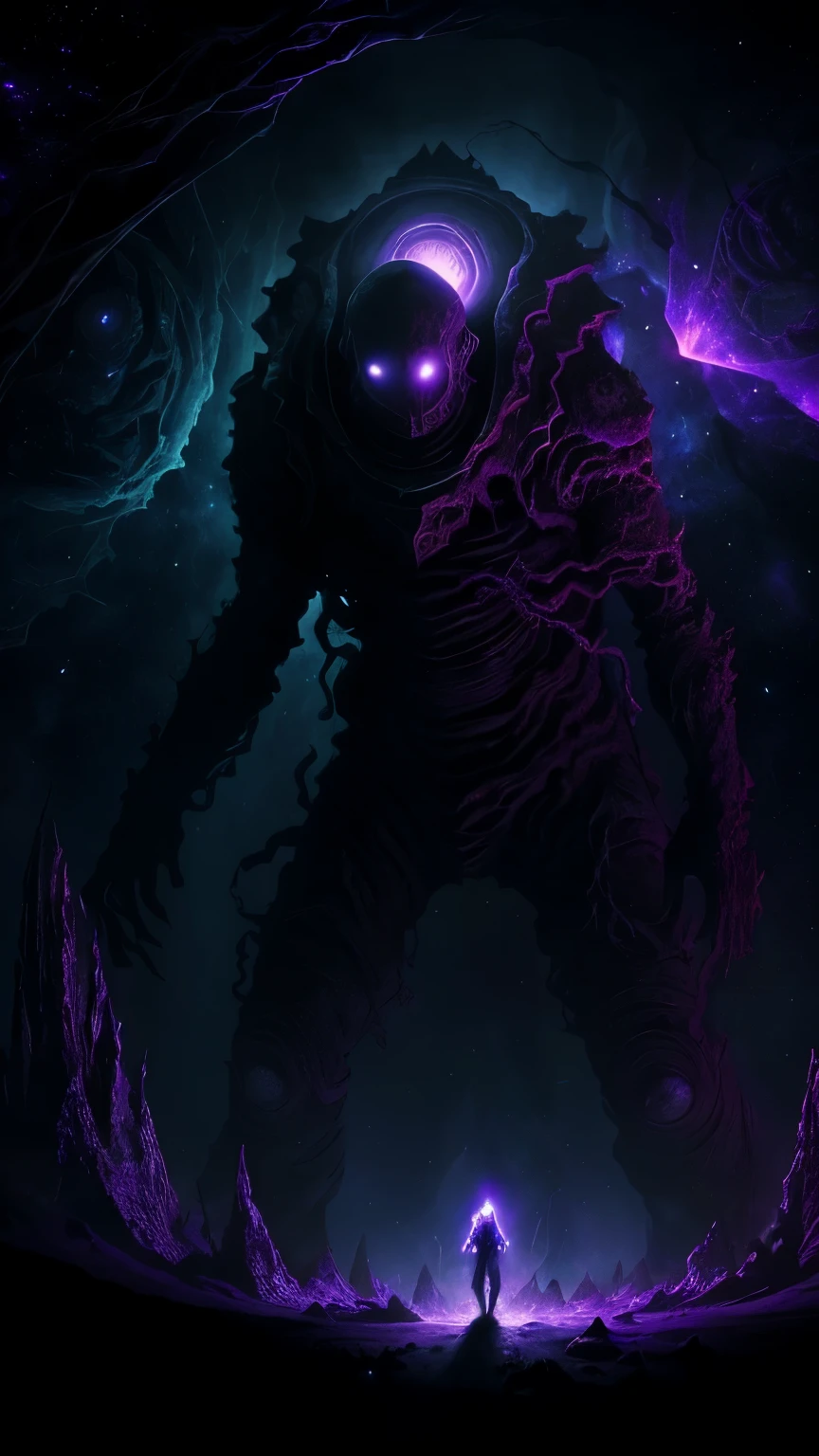 cosmic horror cinematic artwork by (HP lovecraft), pschycological, unkow fear,silhouetes, extreme shadows, a dead astronaut on a inospid landscape, myterious, tentacles, impostor, glowing eyes, aura, the feeling of being watched,a powerful creature, purple lighting, dynamic, (low angle:1.4), (((will break your mind, math)))

