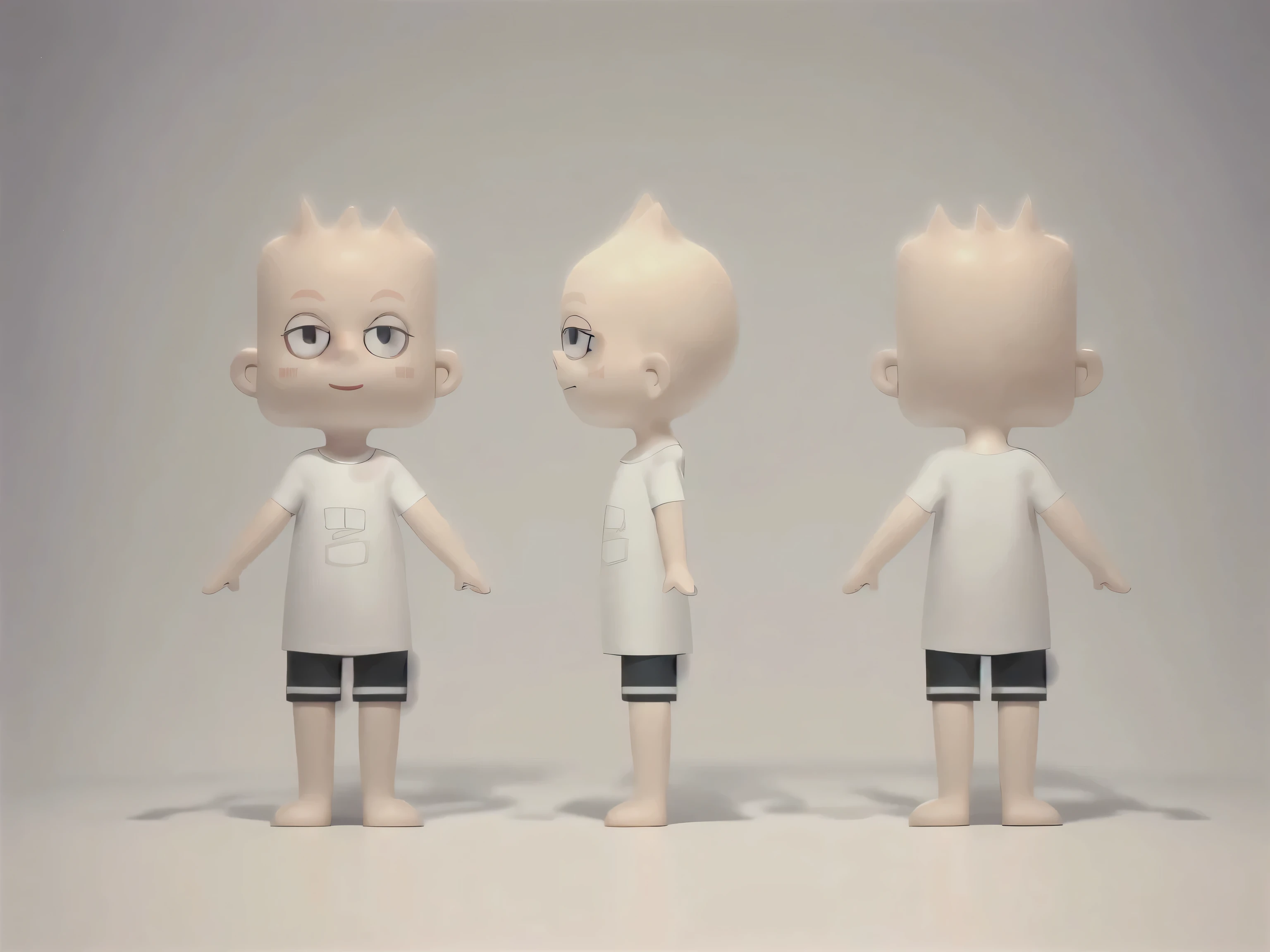 8K，(actual:1.3),meticulous,(masterpiece:1.2),(photoactual:1.2),(best quality),(intricate details),boy wearing white short sleeves，Three View， animation style rendering, animated characters, 3D rendering stylization, Japanese mascot 3D model, Lovely 3D rendering, 3D characters, 3D characters, stylized characters, stylized anime, 3D characters render, Cartoon rendering key shot, Anime style 3D, Smooth 3D CG rendering