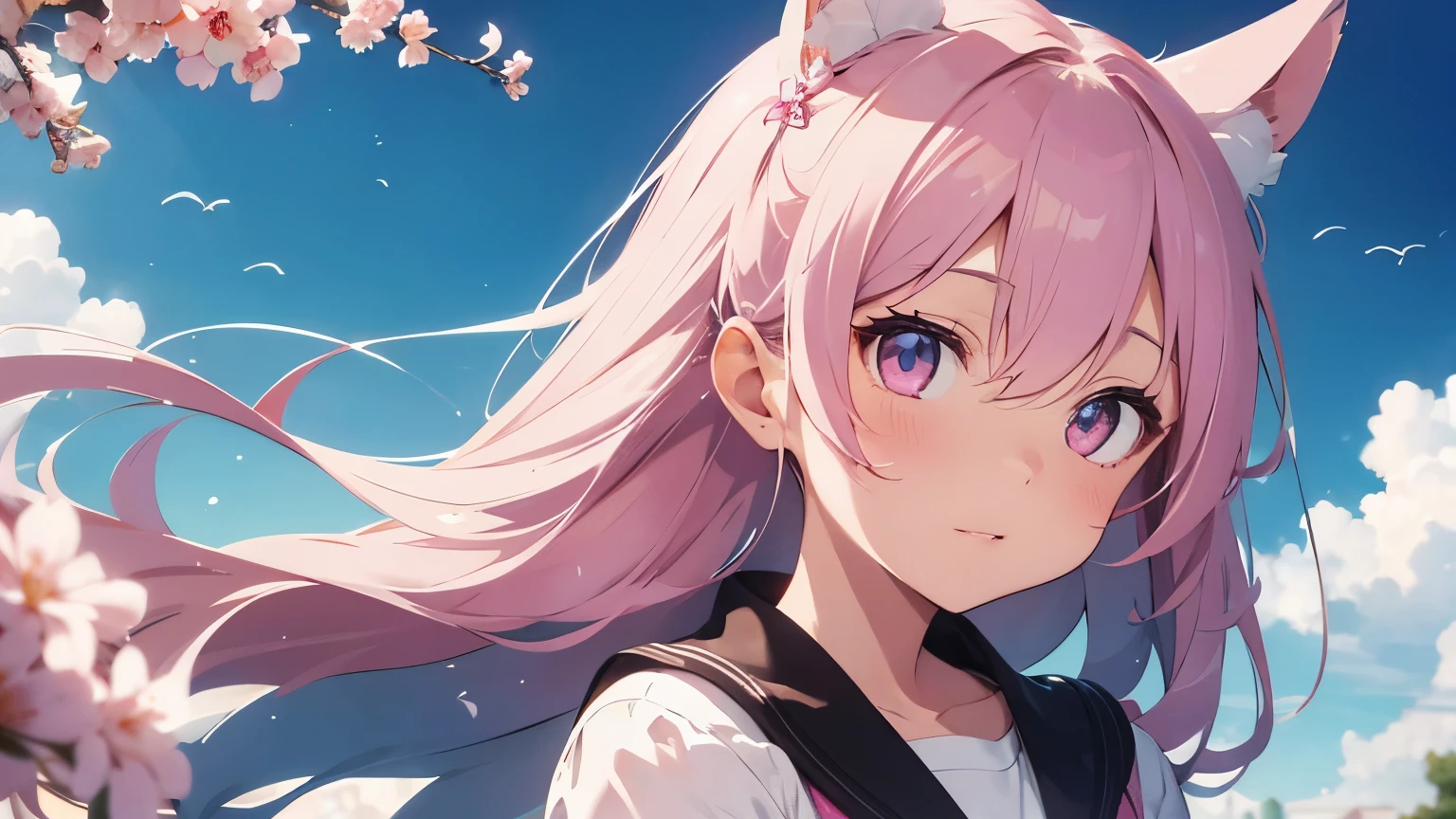 beautiful illustrations, highest quality, pretty girl, pastel colour, fluffy rabbit ears, pink long hair,light pink eyes(masterpiece, highest quality, High resolution), white background, ((paint splash, color splash, Ink splashes, color splash)), sweet chinese girl, pink lips, front, Upper body