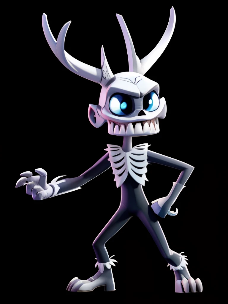 Wendigo,Disney Pixar style character, full body, full body, white background,White background, Q version, 2d, evil