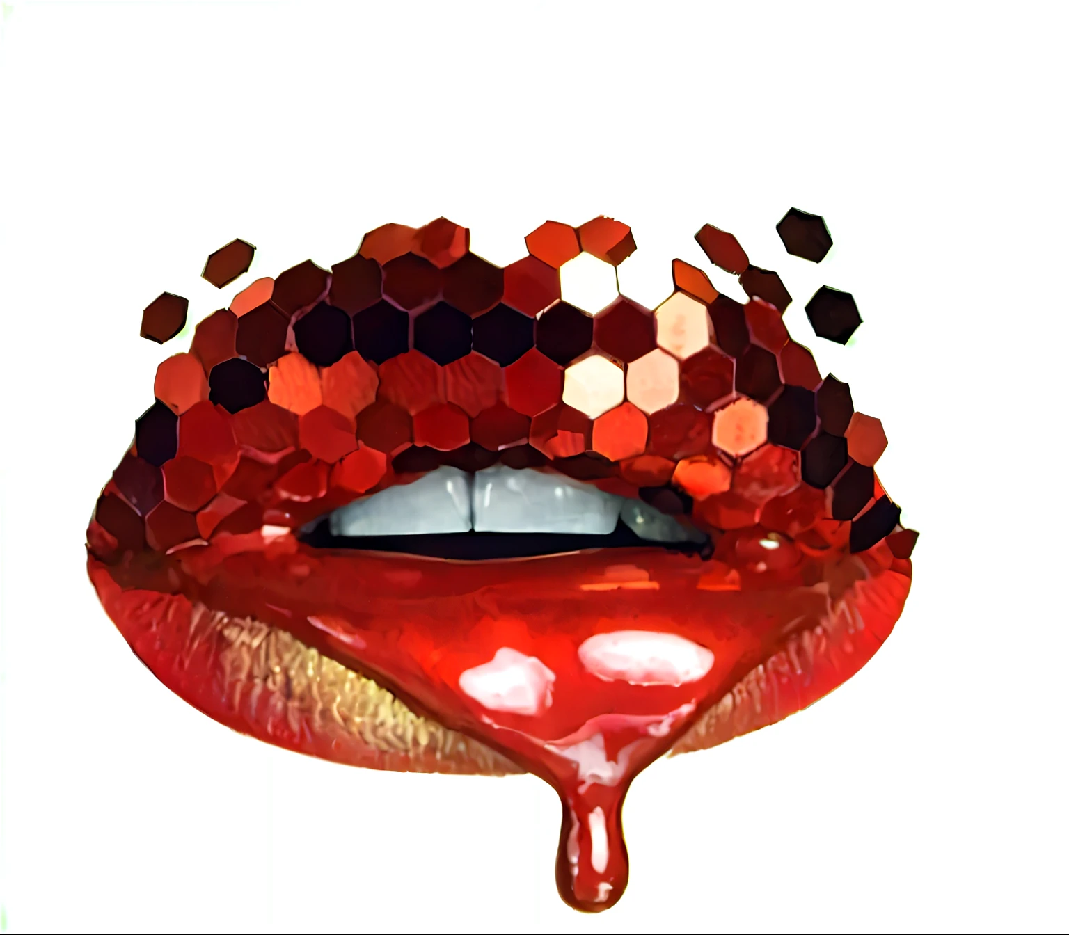 a close up of a red lip with a dropping liquid, Aka album cover, 新的咬Mouth唇表情符号, Artist unknown, blood dropping from Mouth, 黑Mouth唇, 闭上Mouth唇, drop, The album cover, 大Mouth唇, red Mouth, 咬Mouth唇, unknown artist, Alternate album cover, trypophobia, 2b, special effects, 2b, Mouth