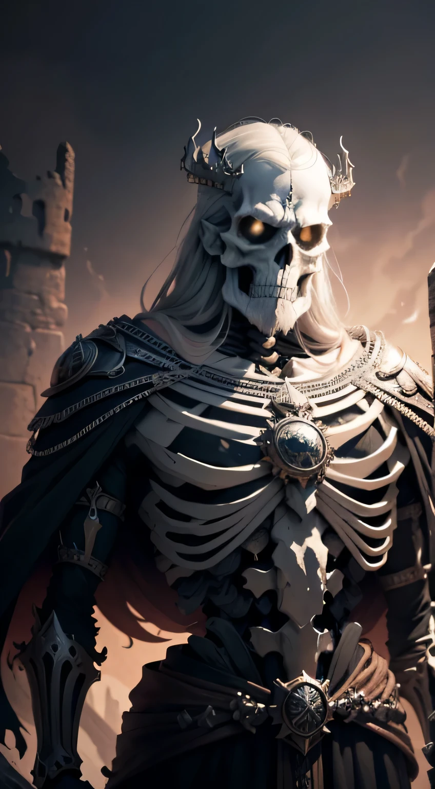 1. Skeleton King (highest quality, 4k, 8k, high resolution, masterpiece): A super detailed illustration of the Skeleton King, with every bone and every crevice visible in crisp, clear definition. His eyes blaze with an otherworldly energy, and his grimacing skull is encrusted with ancient runes. The background is a desolate, moonlit landscape, adding to the ominous atmosphere.
2. King Calendar (actual, photo-actual, high resolution): A life-size, three-dimensional figure of the King Calendar. His pages are made of a veggie net, making them appear both organic and sturdy