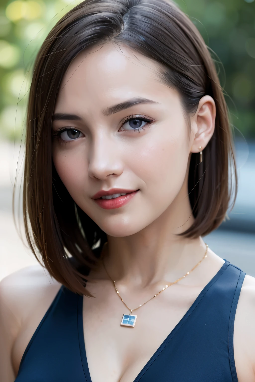 (Preserve face images), pale face:1.3、Super thin face:1.3, (very big eyes:1.5)、 (blown eyes:1.5), master piece、8K, {highest quality}, {{masterpiece}}, {very delicate and beautiful}, outstanding light and shadow, highly detailed wallpaper, clear and bright sunlight, (((Full body))), 1 girl, blush、(薄い茶Farbeの髪), strong sunlight, ((a strong light shines on your face)), Farbe々A pose:1.5, necklace、ring、earrings、Cropped organic linen halter top(Pastel lavender)、High-waisted pleated linen blend culottes、Vegan leather slingback flats、Metallic silver mini backpack made from recycled ocean plastic、Sustainable Wood Geometric Necklace、(Toothless smile:1,5), Drinking coffee in a cafe in Shibuya