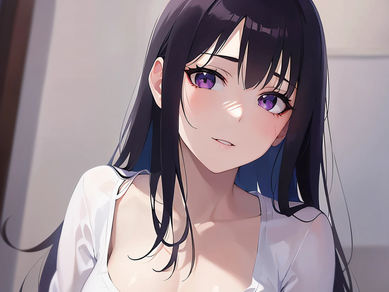 Side angle,(avert your eyes:1.5),Realistic,(Pale skin: 1.2), RAW Photos,Realistic,Portrait Photography,Shiny skin,Japanese Idols,Shiny Hair,(A 25-year-old woman with medium-length straight hair and bangs) and (Black Hair) and (Purple eyes),smile,Background is an office room,by 2 person,All naked,naked,Dick,penis,semen,Creampie,Pussy,Male organ,Sex,Sweat,Sweaty,Female organ,Lower Body,Pussy,Ahegao,After Sex