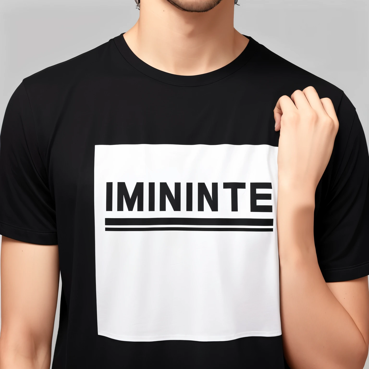 Create a band t-shirt with a black base, featuring intricately designed white capital letters that read "INMENTE." The typography should resemble the detailed logo of System of a Down.