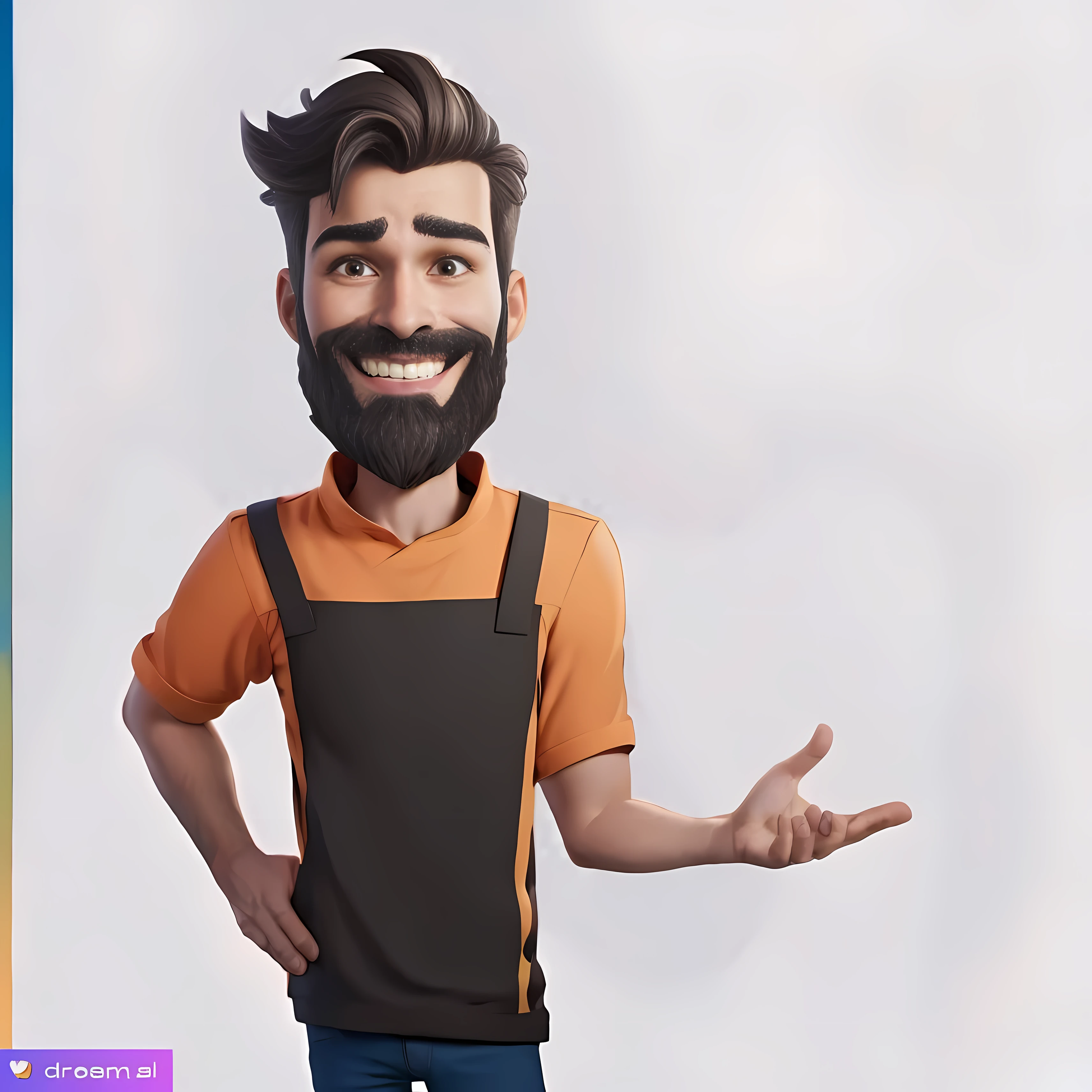 homem de desenho animado com barba e avental mostrando os polegares para cima, personagem estilizado, promotional rendering, personagem pequeno. motor irreal 5, personagem 3d render, character rendering, Stylized 3D rendering, Personagem 3D, personagem 3d, para alugar artista 3d, official rendering, arte oficial do personagem, design de personagens de alta qualidade, realismo no estilo de jogo fornite