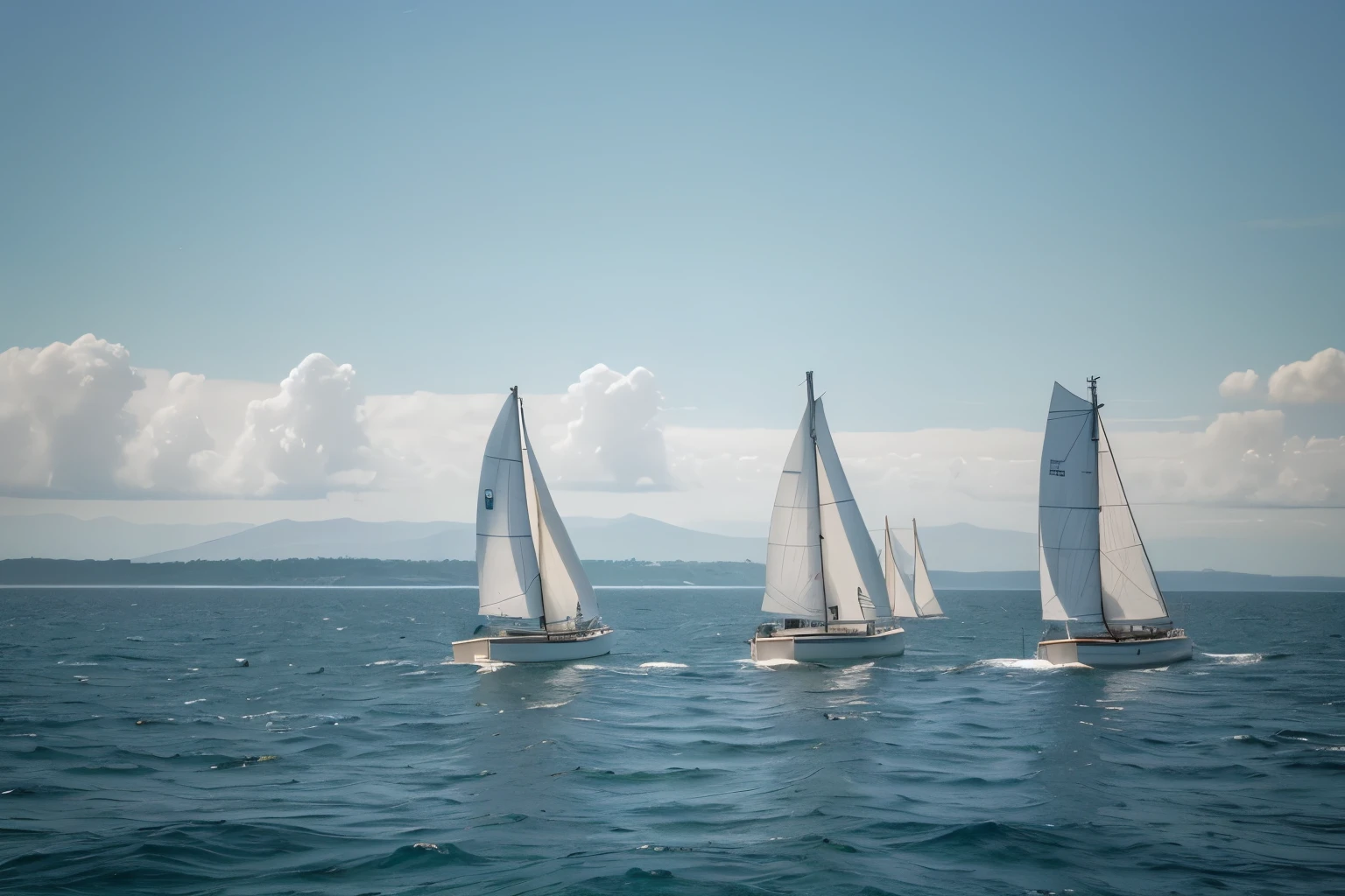 Sailboats on the horizon