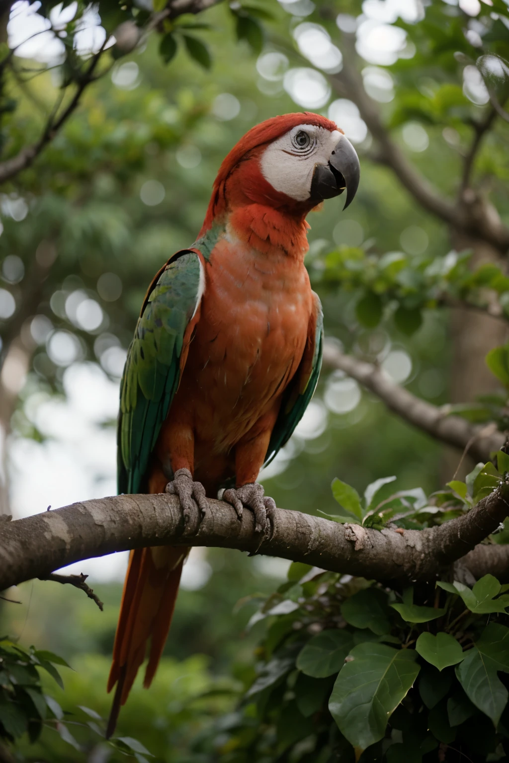 Photo of a parrot sitting on a branch