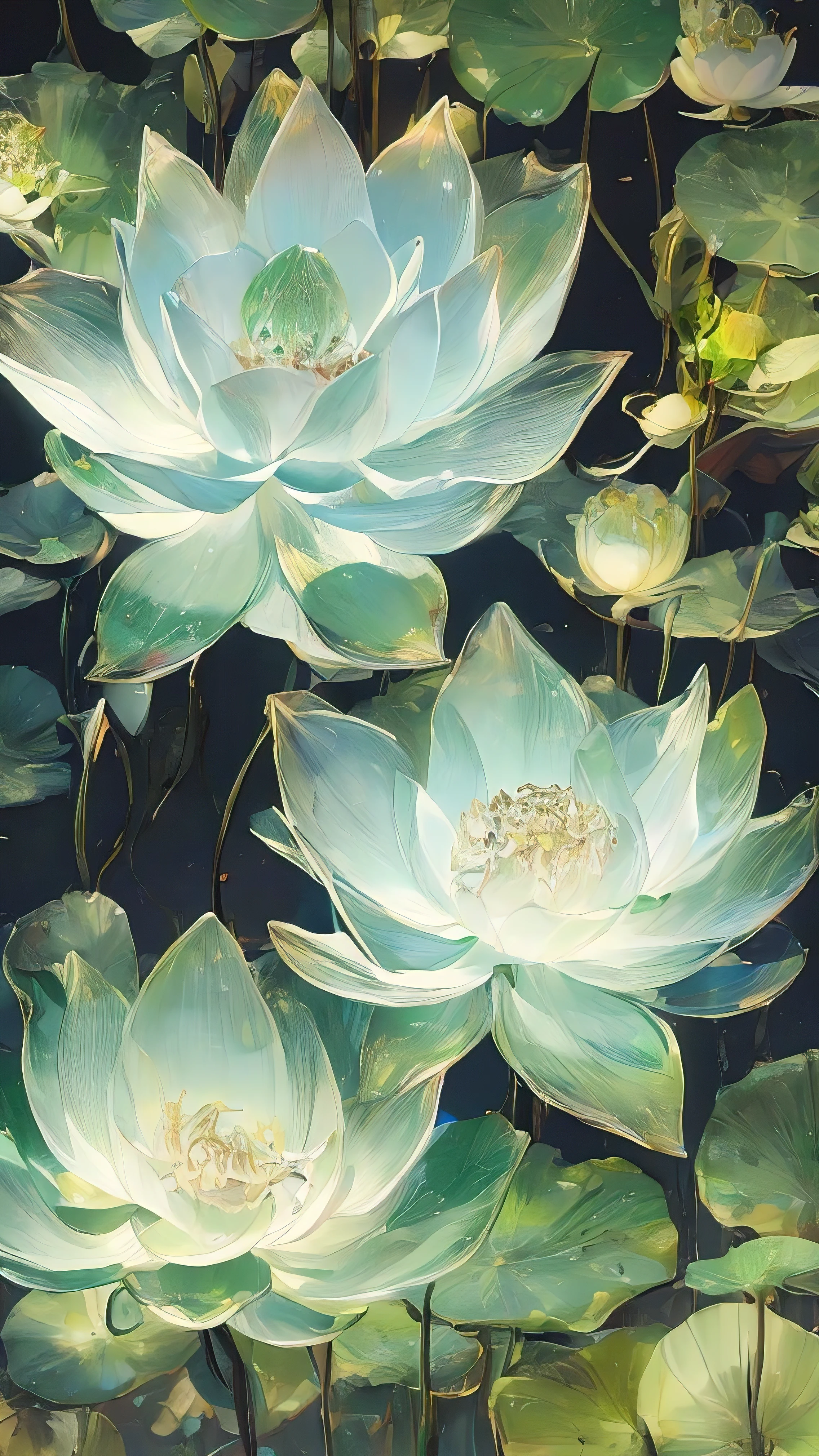 ((only one lotus leaf)),Kaneko,green,vein,glass texture、Light,Light谱Light, Gradient translucent glass melt, Caustics, Clean