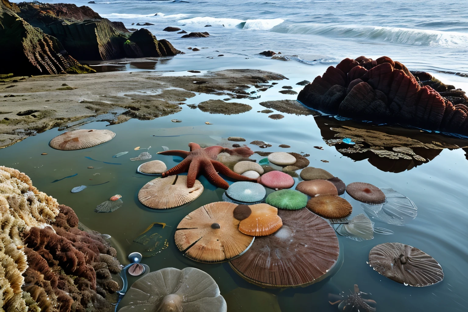 Tide pools teeming with marine life