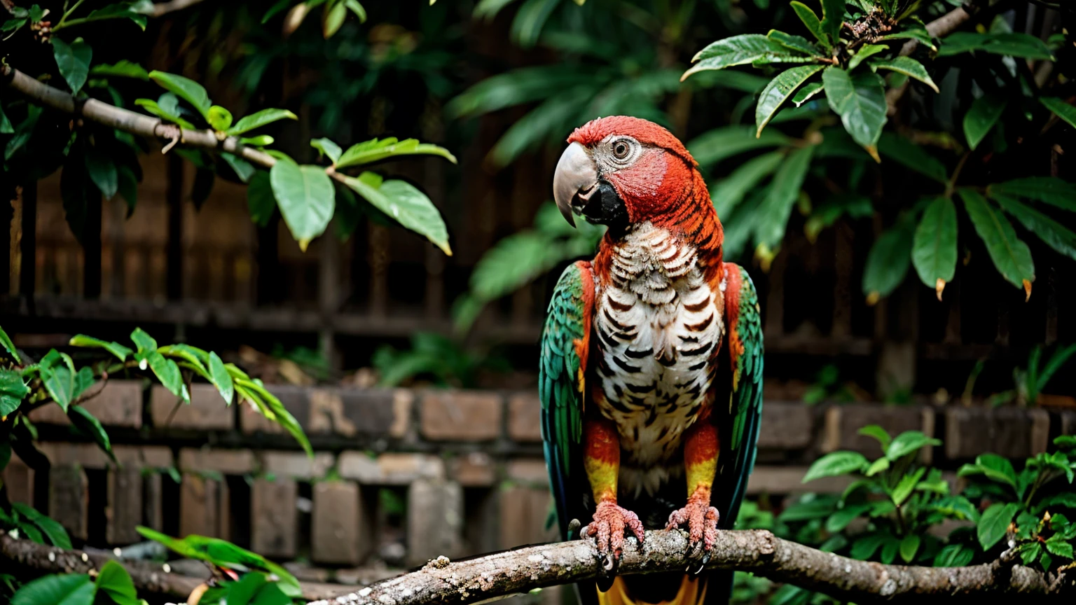 A parrot that is sitting in a branch